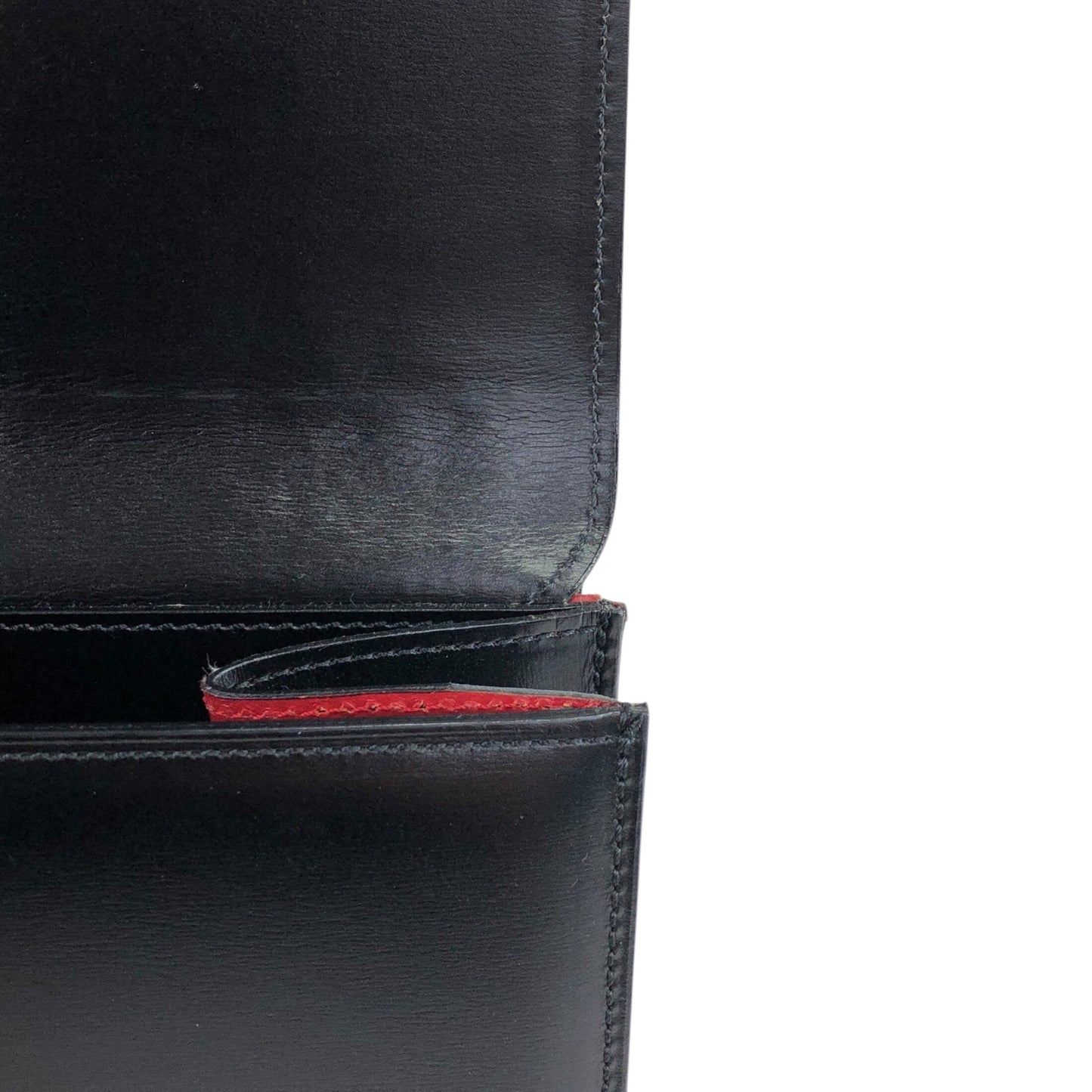CELINE Horse Bit Double Flap Handbag Black Vintage istaf6