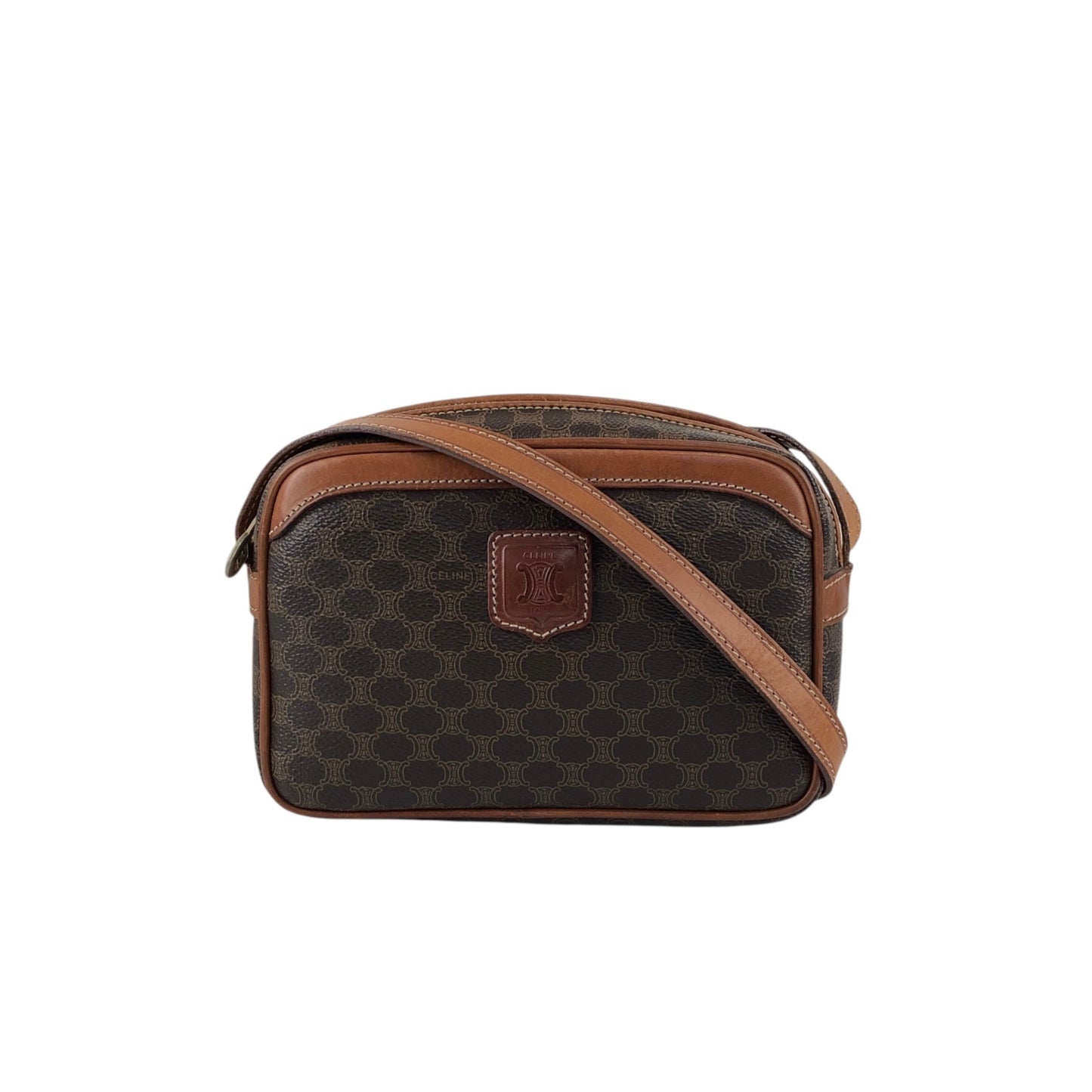 CELINE Macadam Blason Shoulder bag Brown Vintage v2cvc8