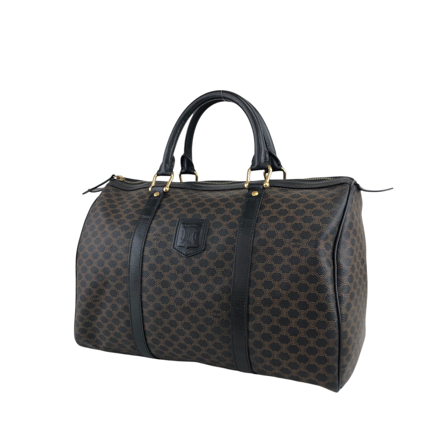 CELINE Macadam Blason Handbag Boston bag Black Vintage ibfr5i