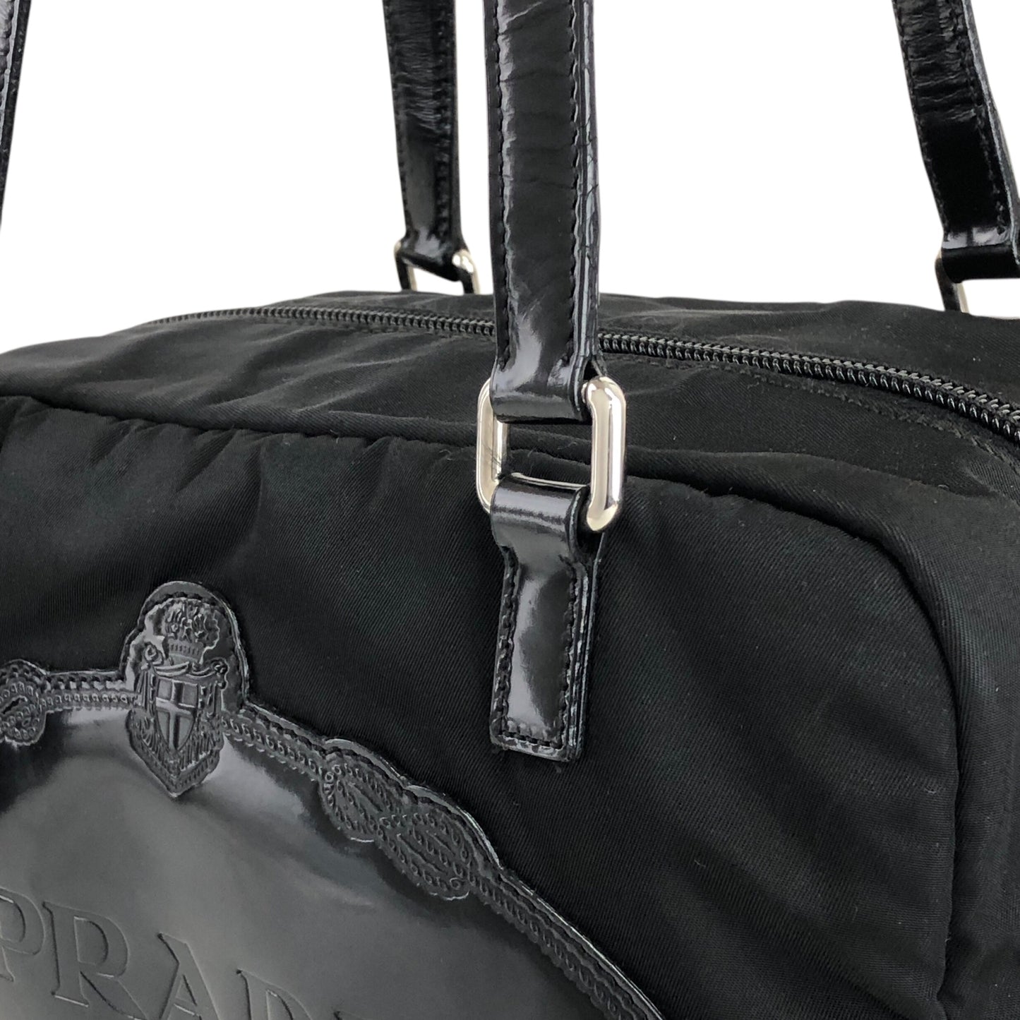 PRADA Logo Small Boston bag Handbag Black Vintage jr8c8e