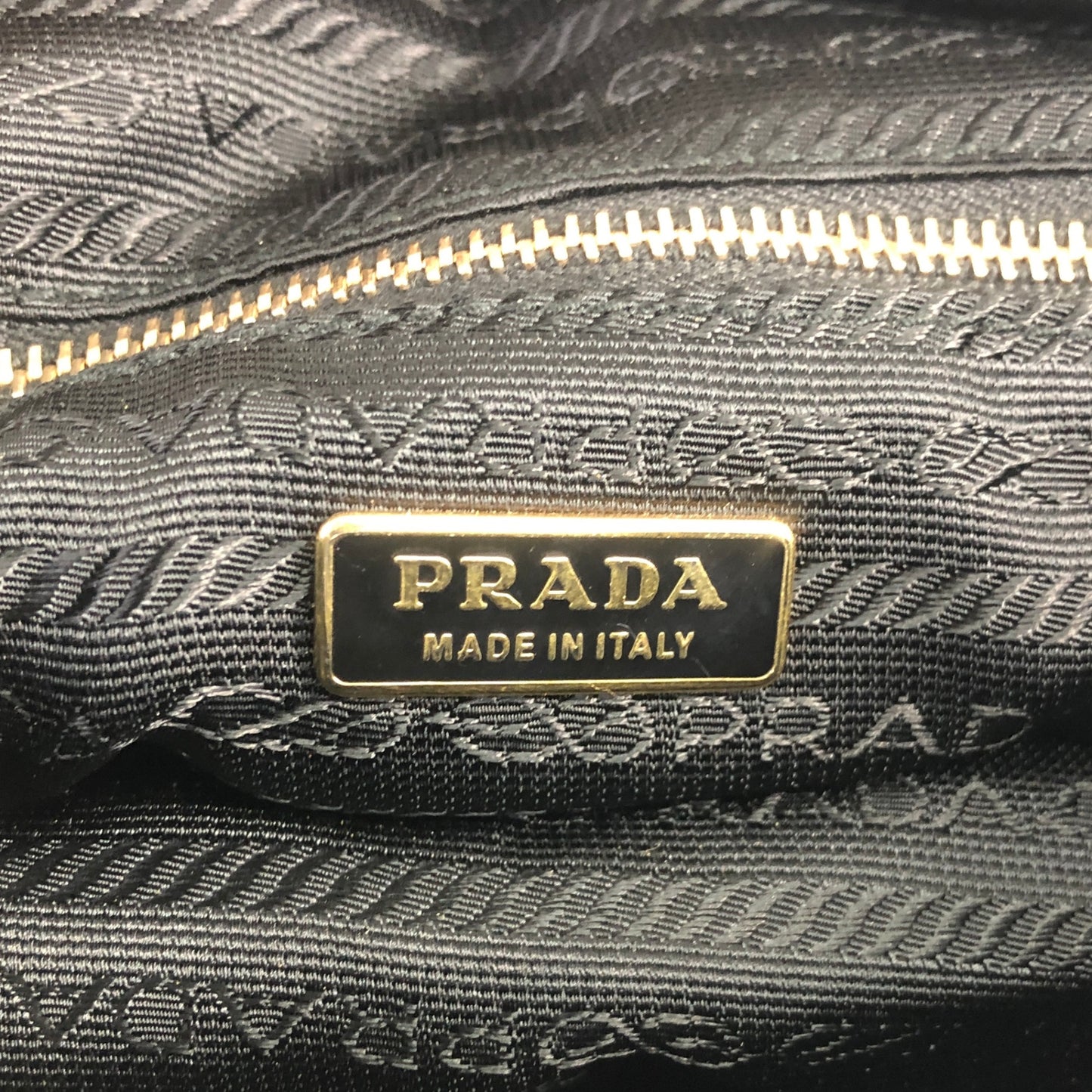PRADA Logo Embossed Handbag Black Vintage fu6tga