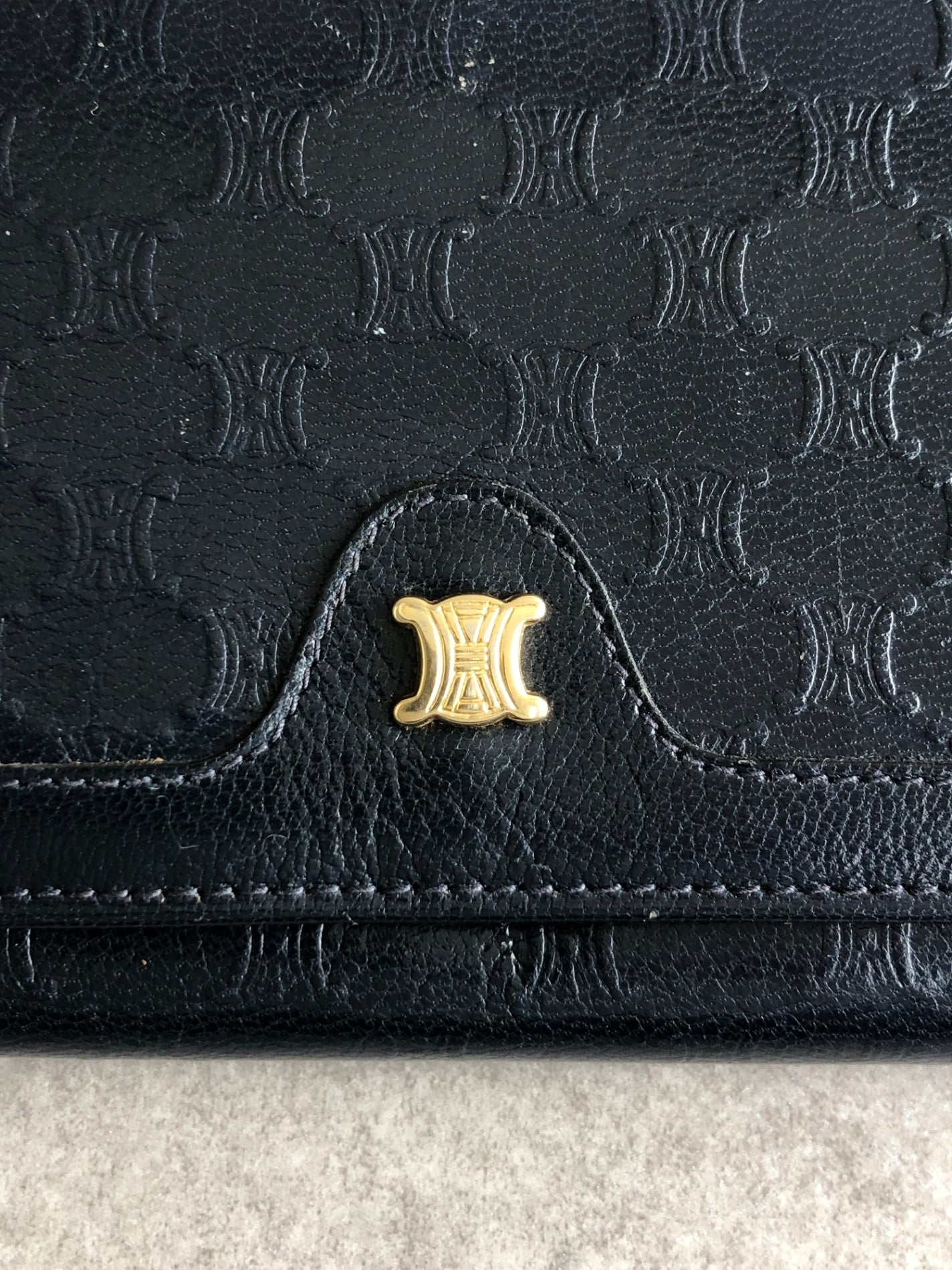 CELINE Blason Long Wallet Navy Vintage c6vgf5