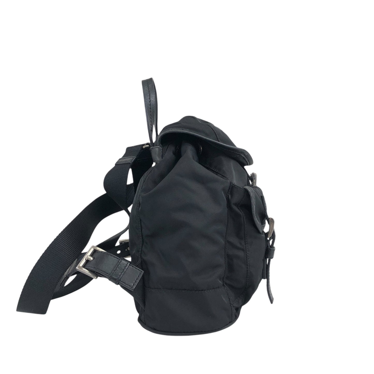 PRADA Triangle Logo Backpack Black Vintage hu5ayn