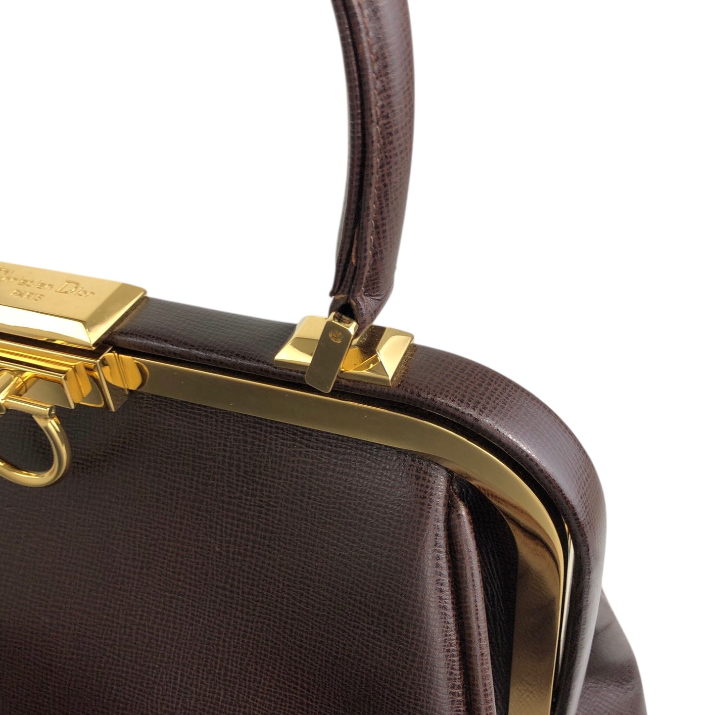 Christian Dior Gancini Metal Clasp Two-way Handbag Shoulder bag Brown Vintage pzns32
