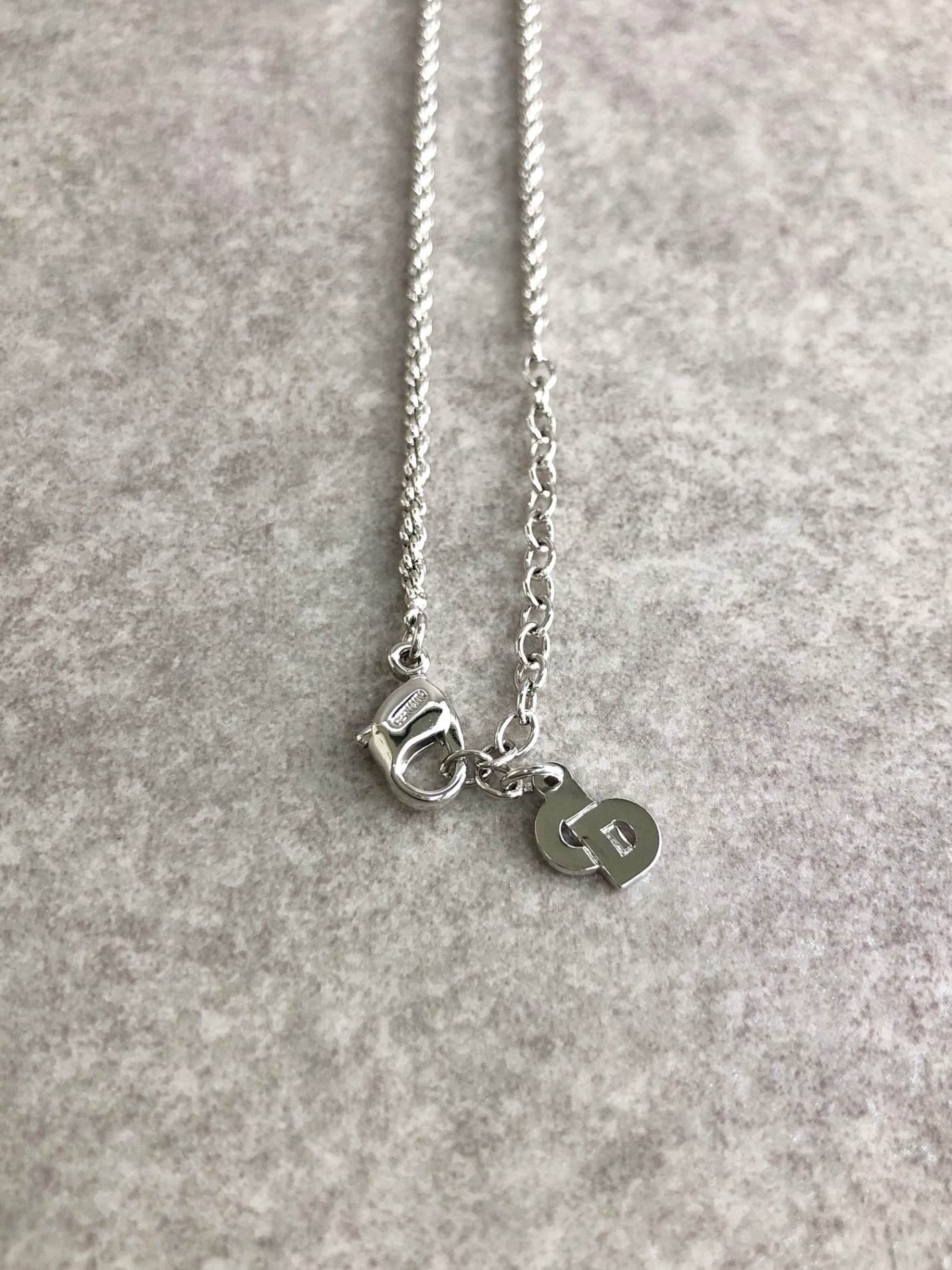 Christian Dior Emblem Necklace Silver Vintage cdz3bm