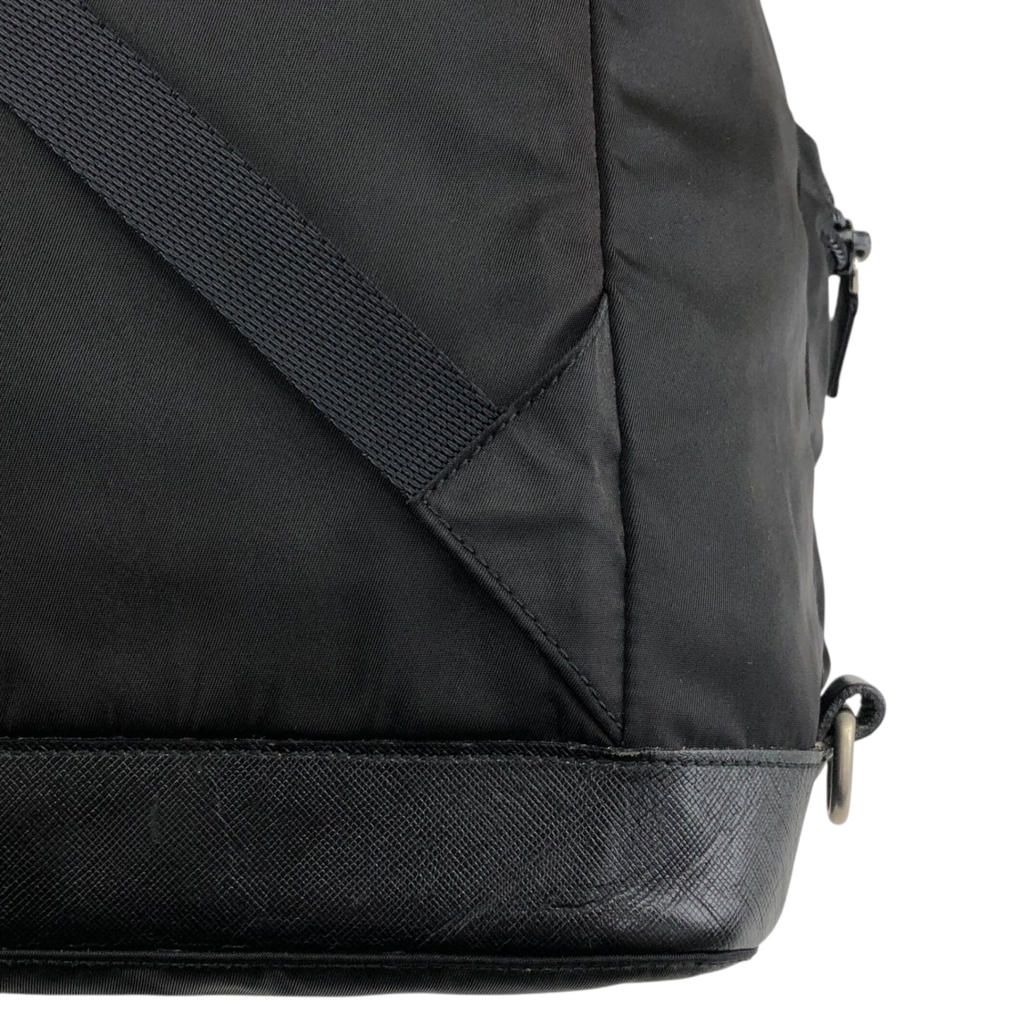 PRADA Tessuto Triangle Logo Front Buckle Backpack Black Vintage pyct8y