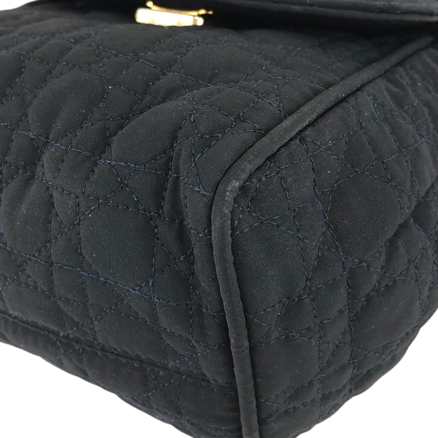 Christian Dior Cannage Logo Charm Small Handbag Dark Navy Vintage hsi65g