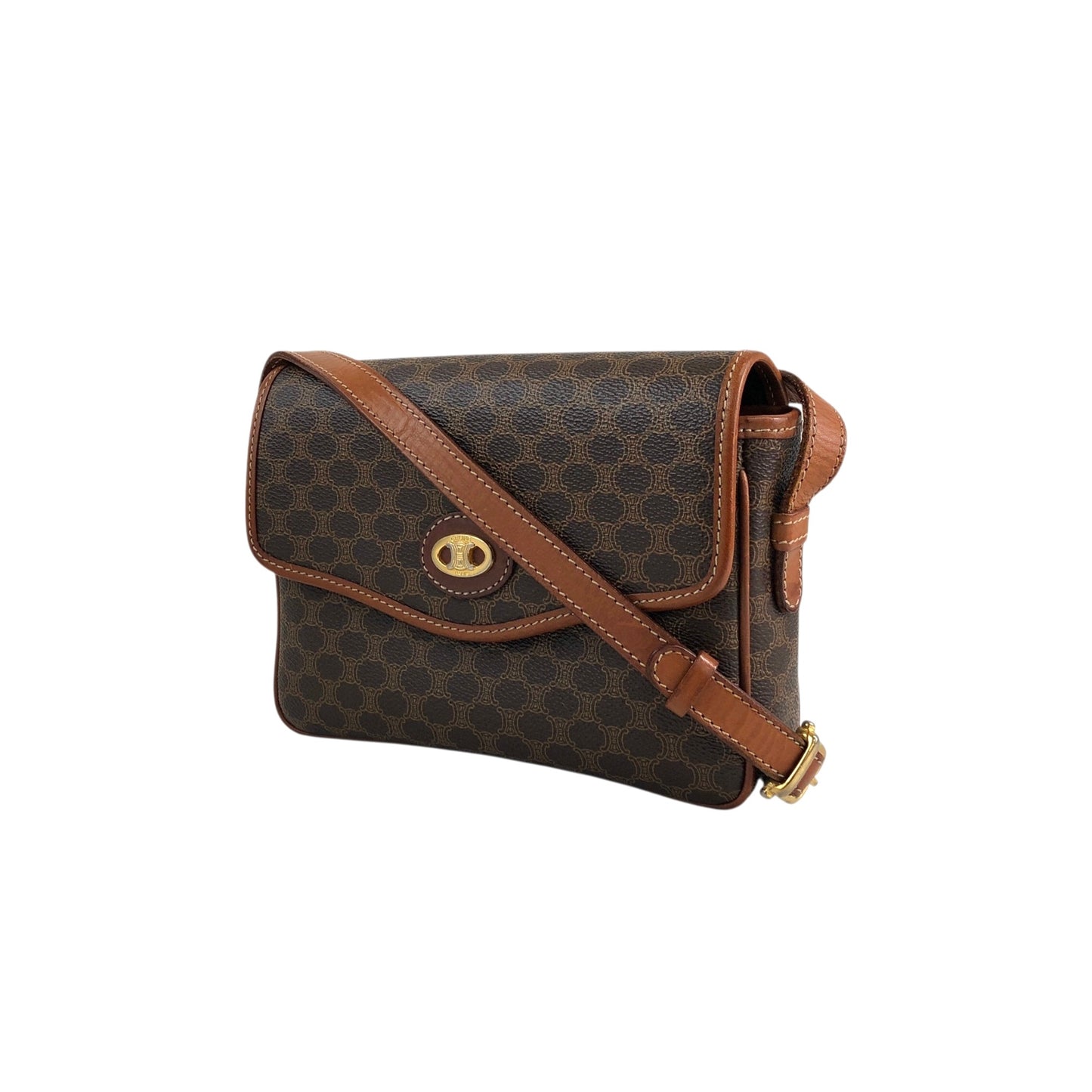 CELINE Macadam Blason Shoulder bag Brown Vintage 2mumnz