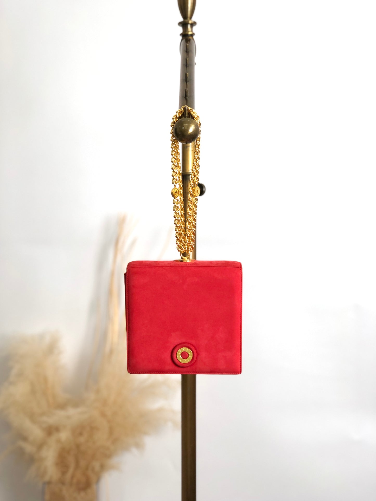 Tiffany & Co. Logo Small Chain Handbag Red Vintage gphne8