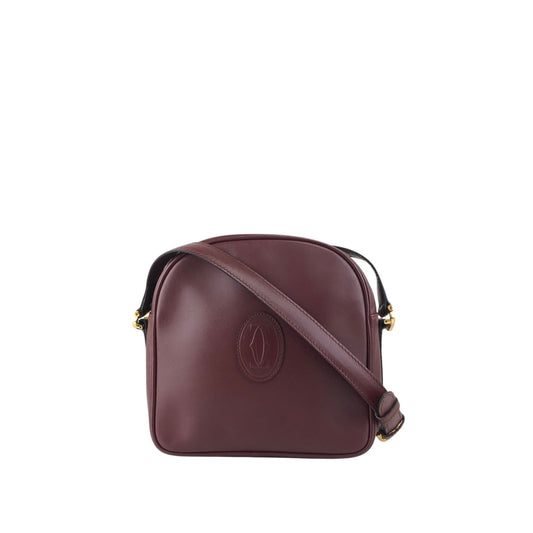 Cartier Logo Embossed Shoulder bag Bordeaux Vintage p8xu57
