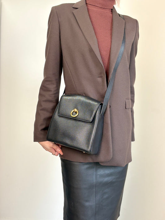CELINE Gancini Shoulder bag Black Vintage y386id