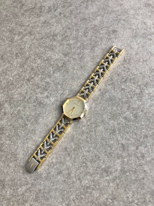 Yves Saint Laurent YSL Logo Watch Silver×Gold 4620-E62143 Vintage tivs5z