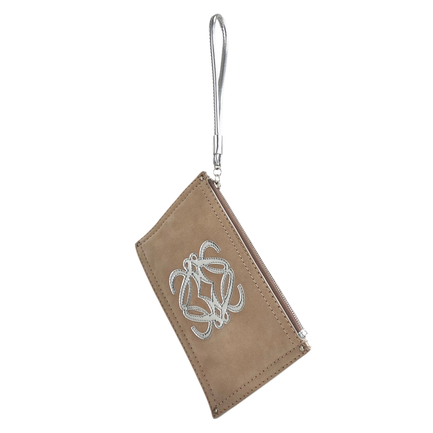 LOEWE Anagram Clutch bag Beige×Silver Vintage 6kjxsb