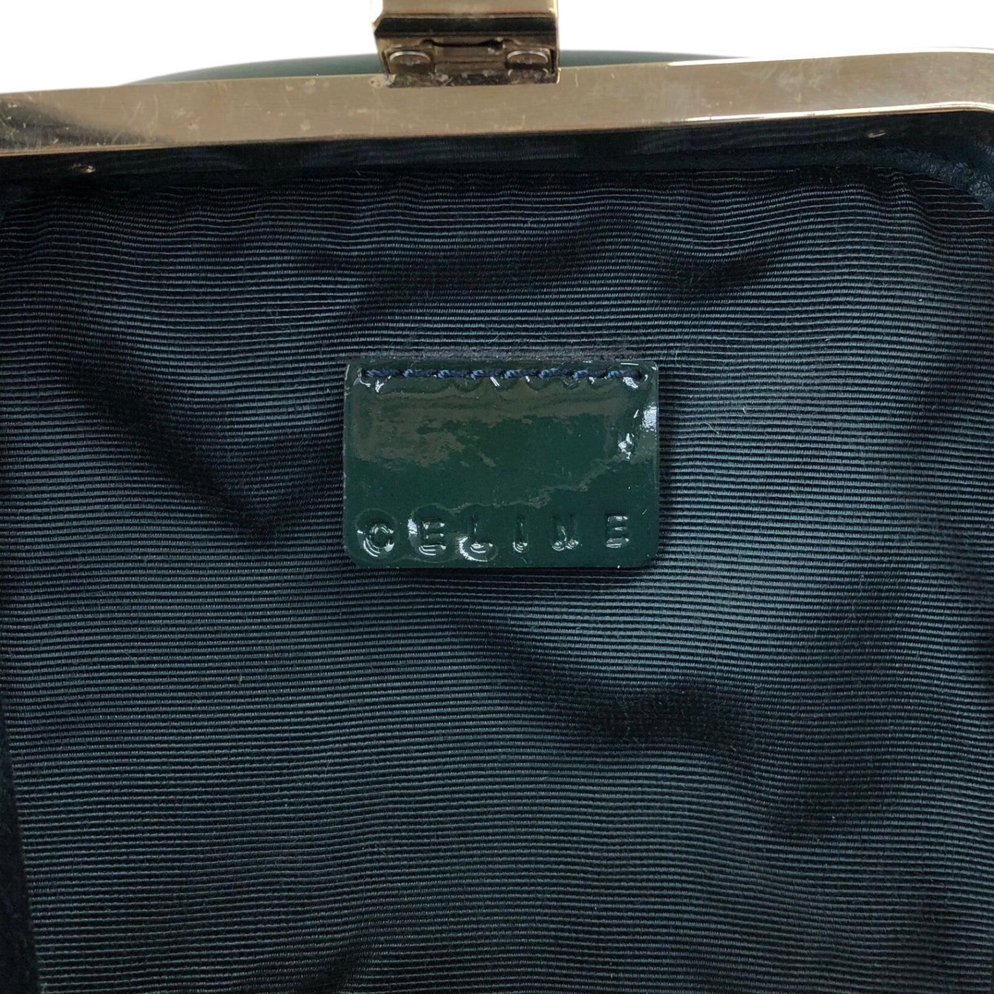CELINE Metal Clasp Small Shoulder bag Green Vintage jye34i