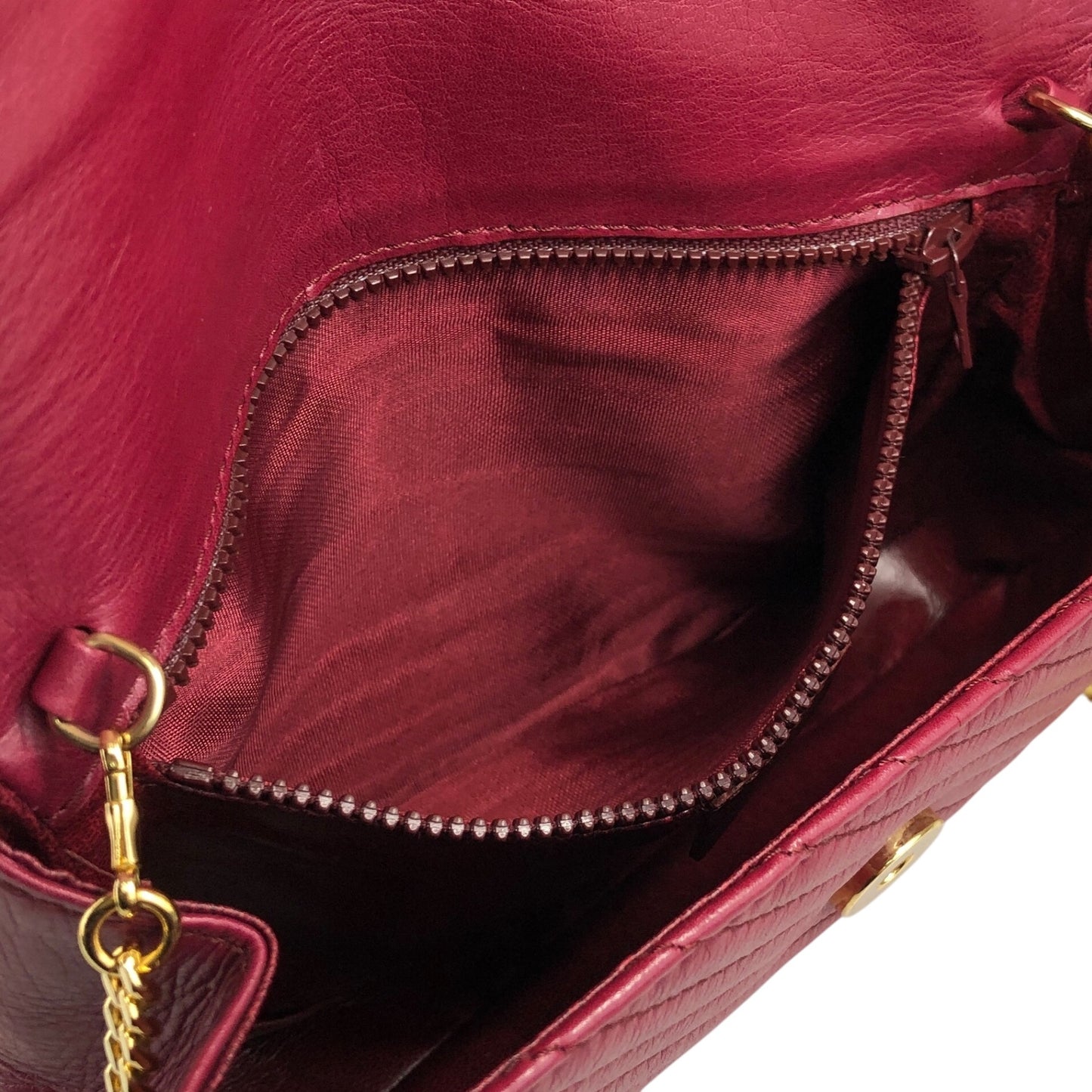 CELINE Blason Chain Shoulder bag Red Vintage vap3df