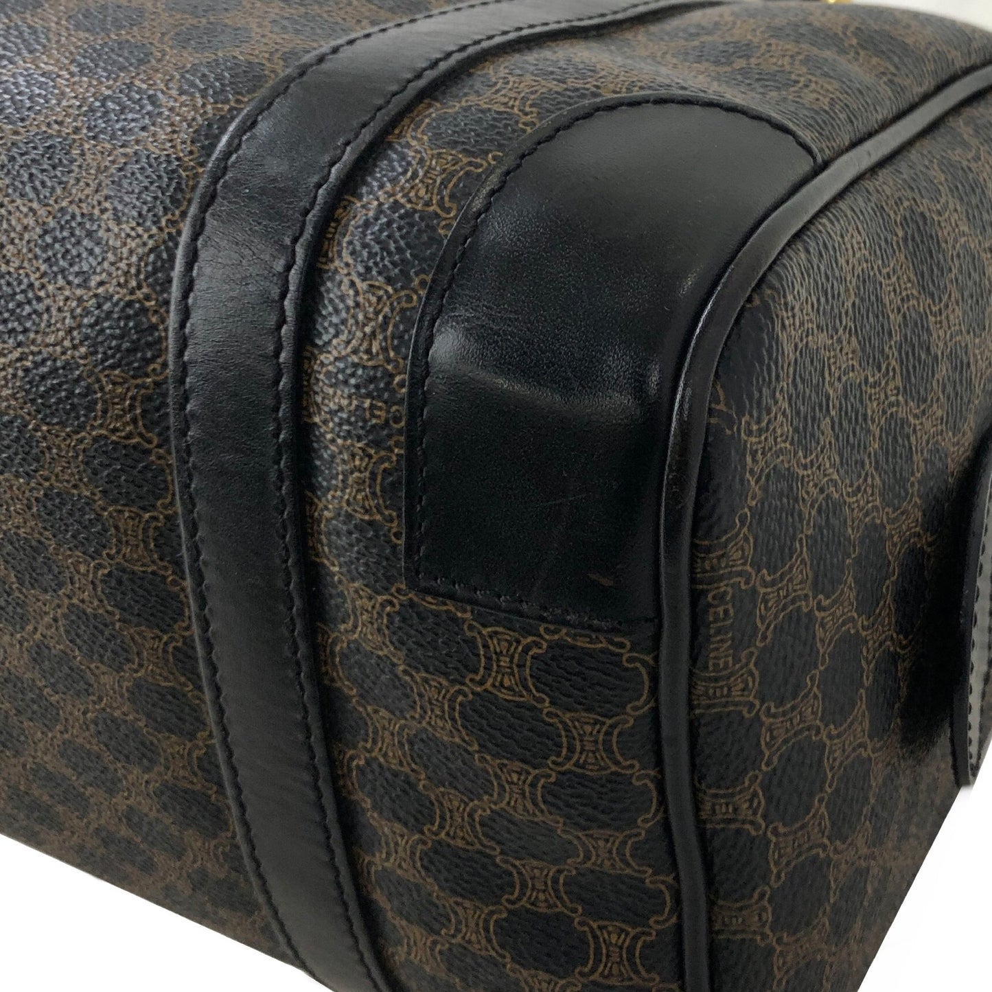 CELINE Macadam Blason Two-way Handbag Shoulder bag Boston bag Black Vintage kx4b84