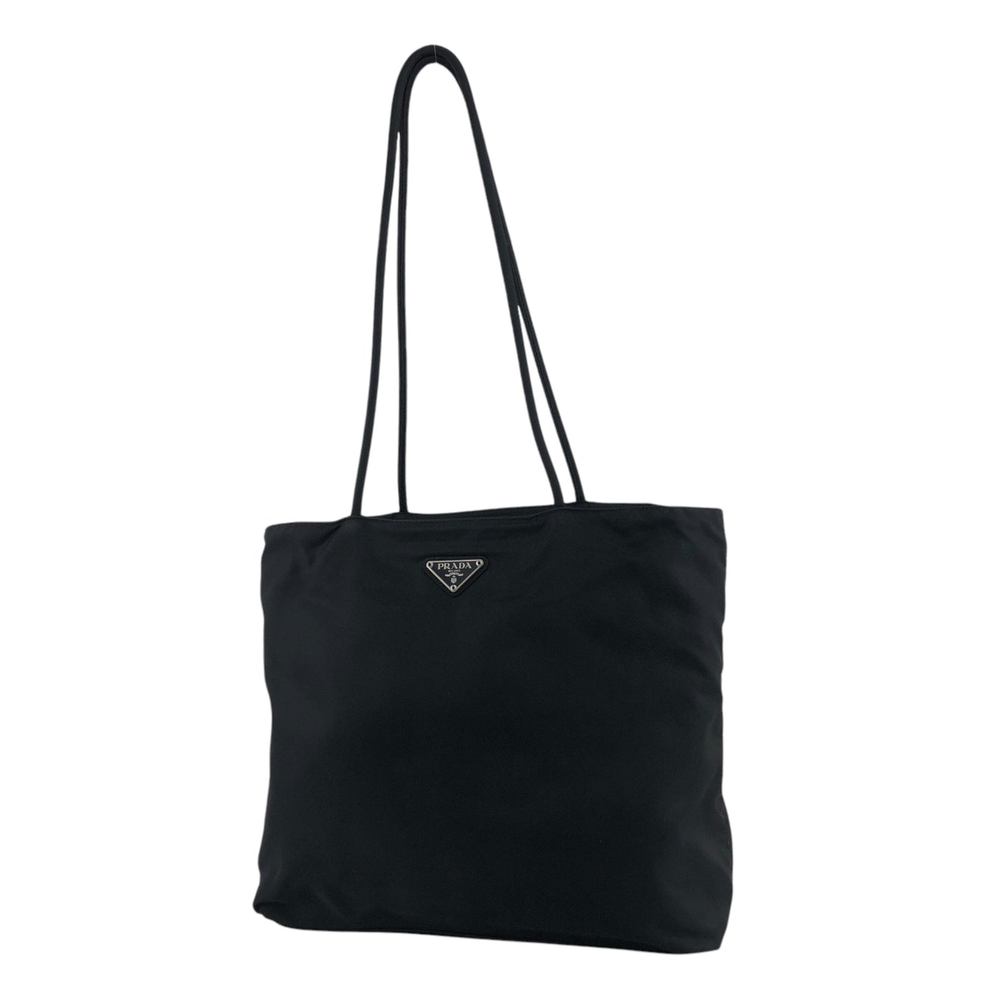 PRADA Triangle Logo Totebag Black Vintage efichx