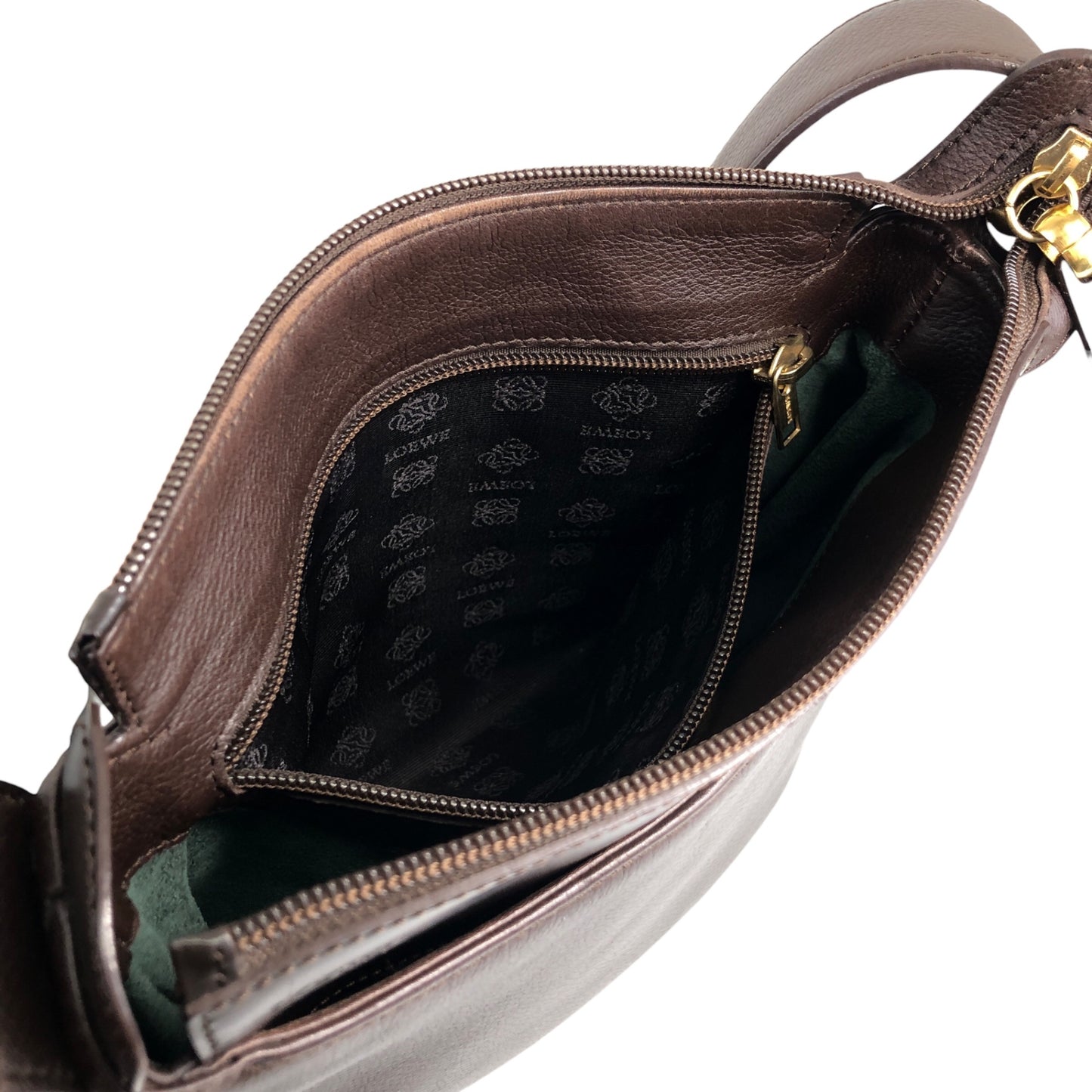 LOEWE Logo Embossed Shoulder bag Brown Vintage u3fpkx