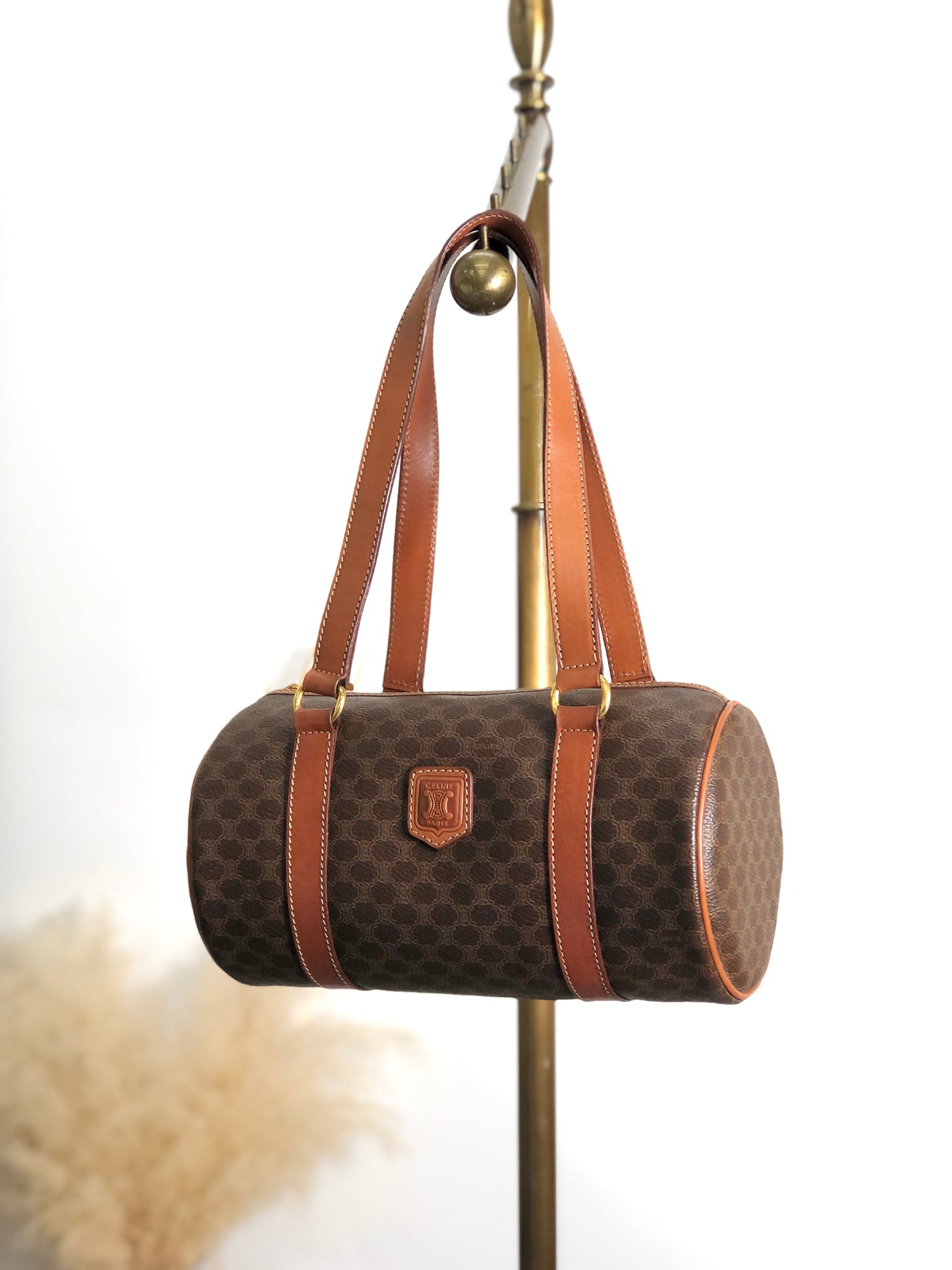 CELINE Macadam Blason Handbag Brown Vintage uimgxw