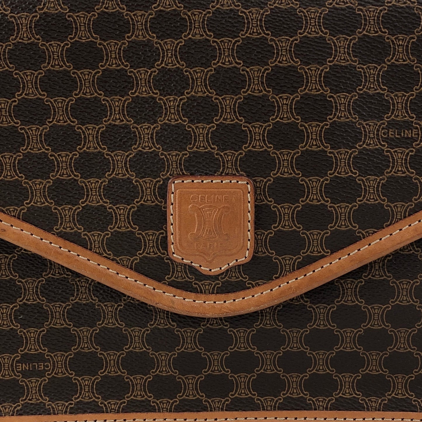 CELINE Macadam Blason Shoulder bag Brown Vintage tfmjuy