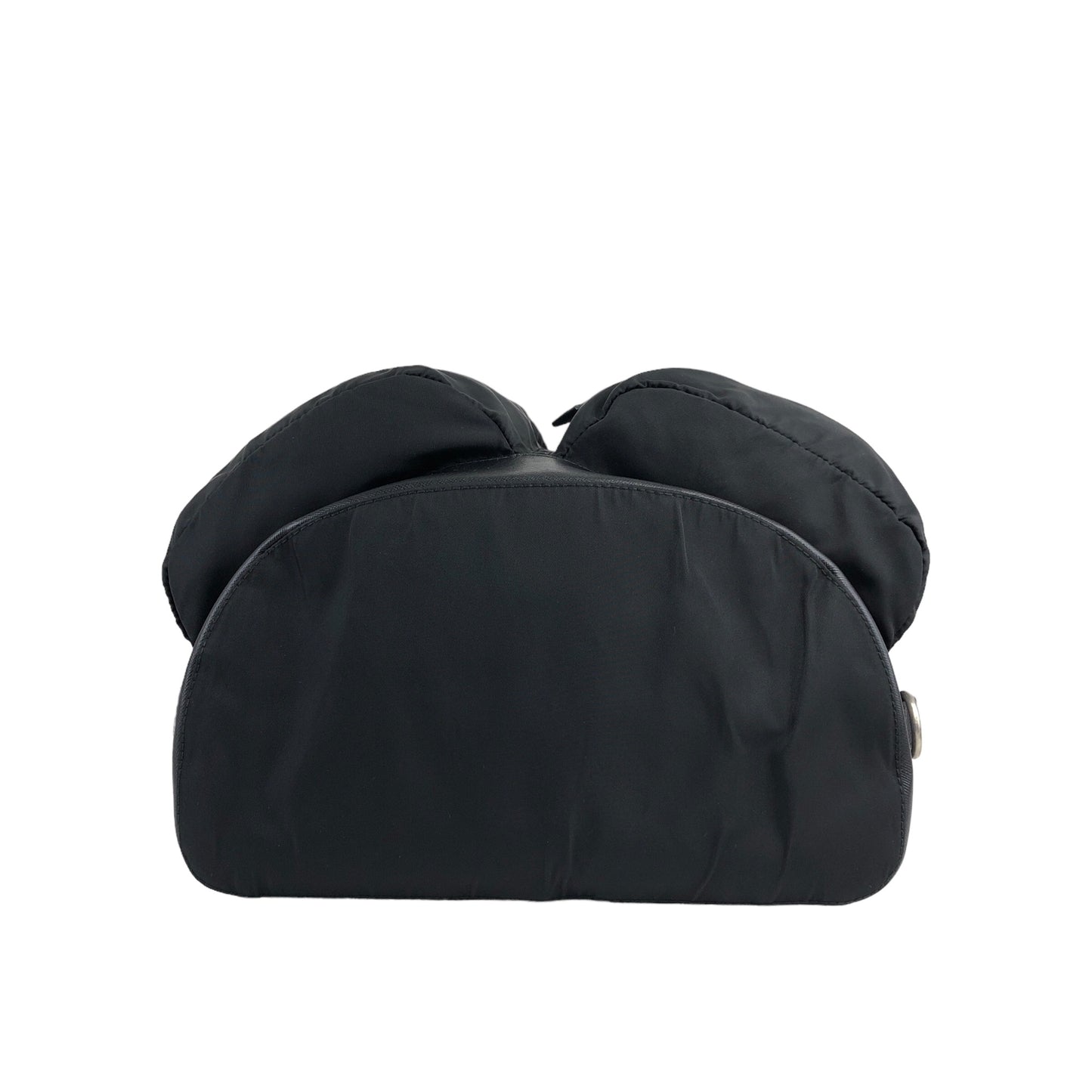 PRADA Triangle Logo Double Pocket Backpack Black Vintage avewmk