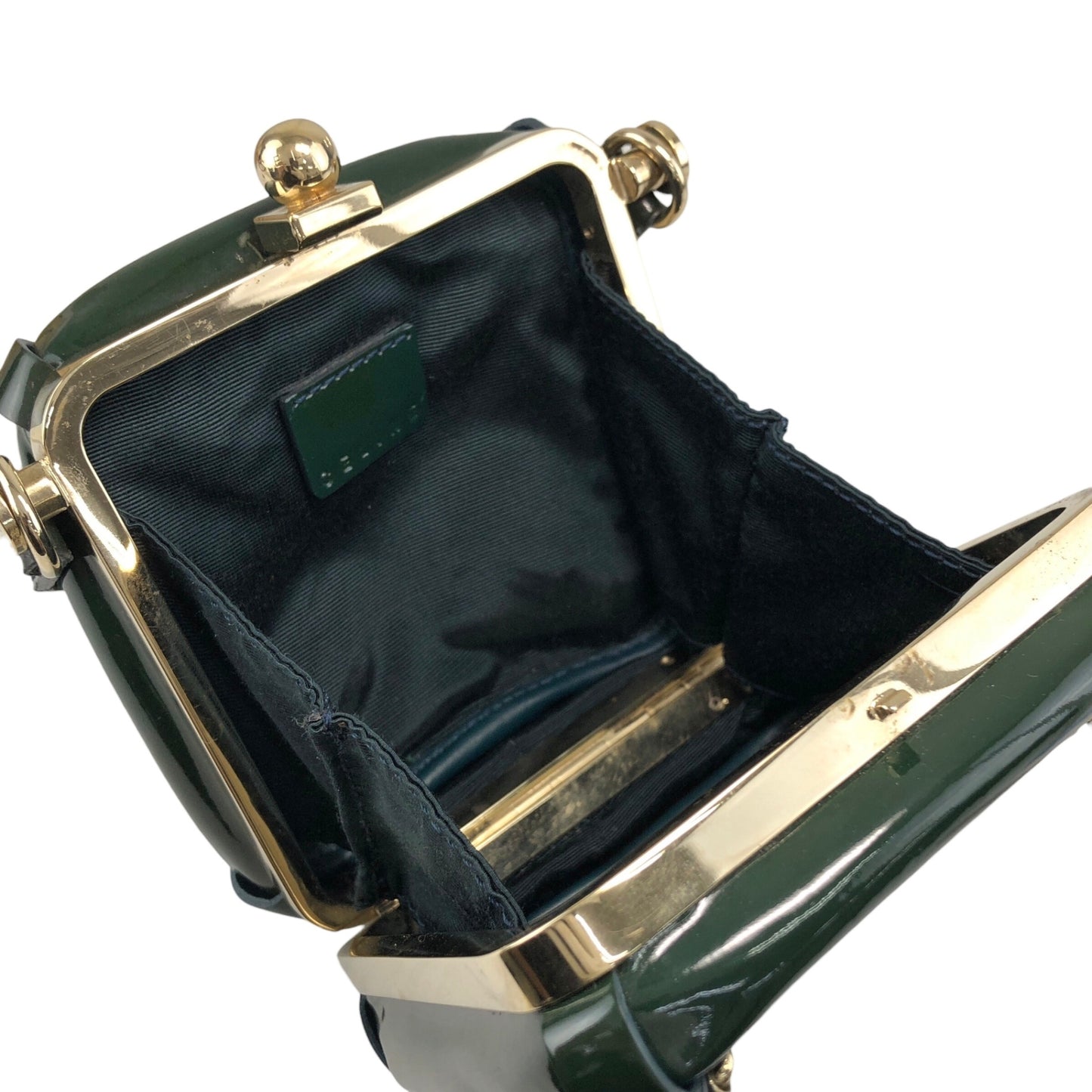 CELINE Metal Clasp Small Shoulder bag Green Vintage jye34i