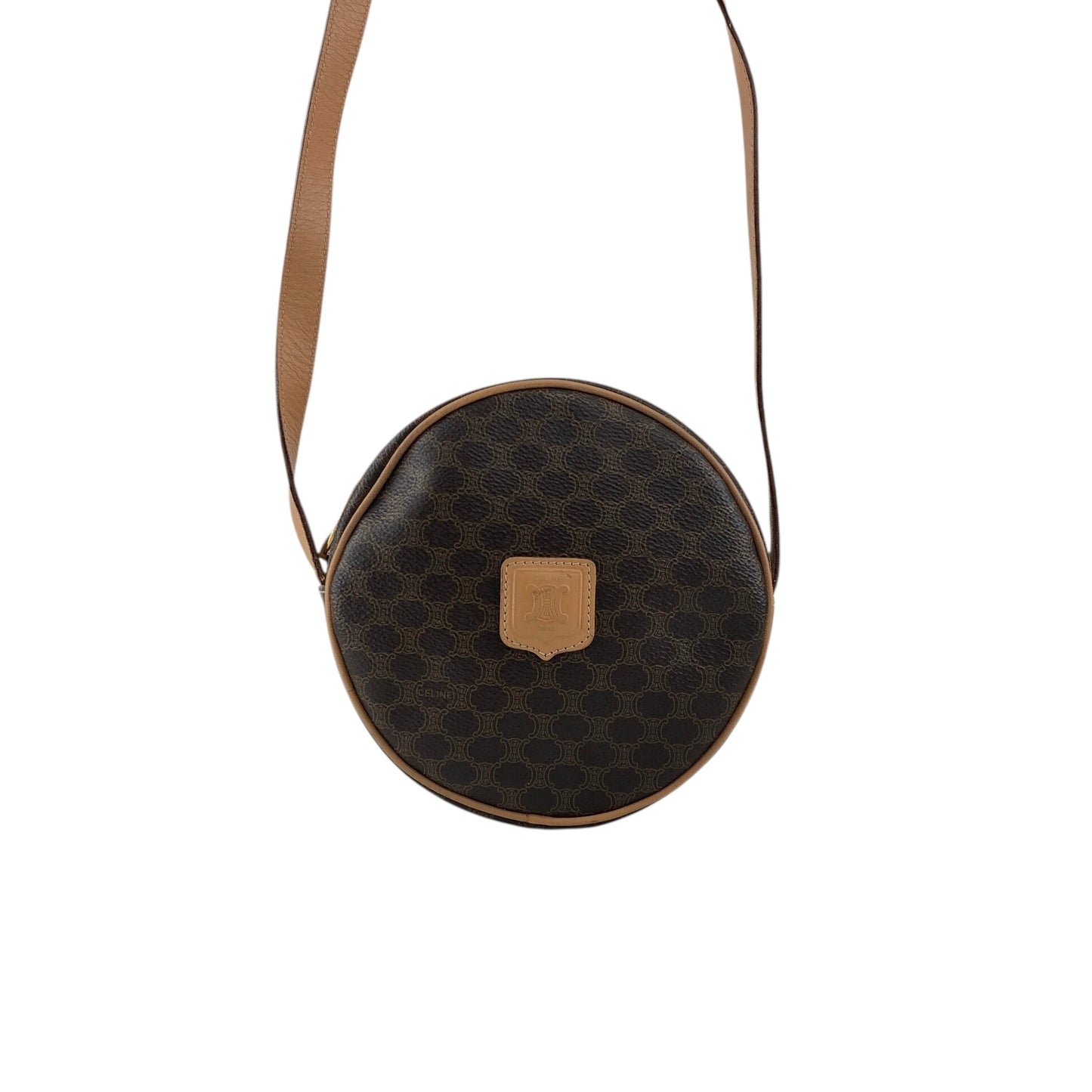 CELINE Macadam Blason Round Shoulder bag Brown Vintage teecbu