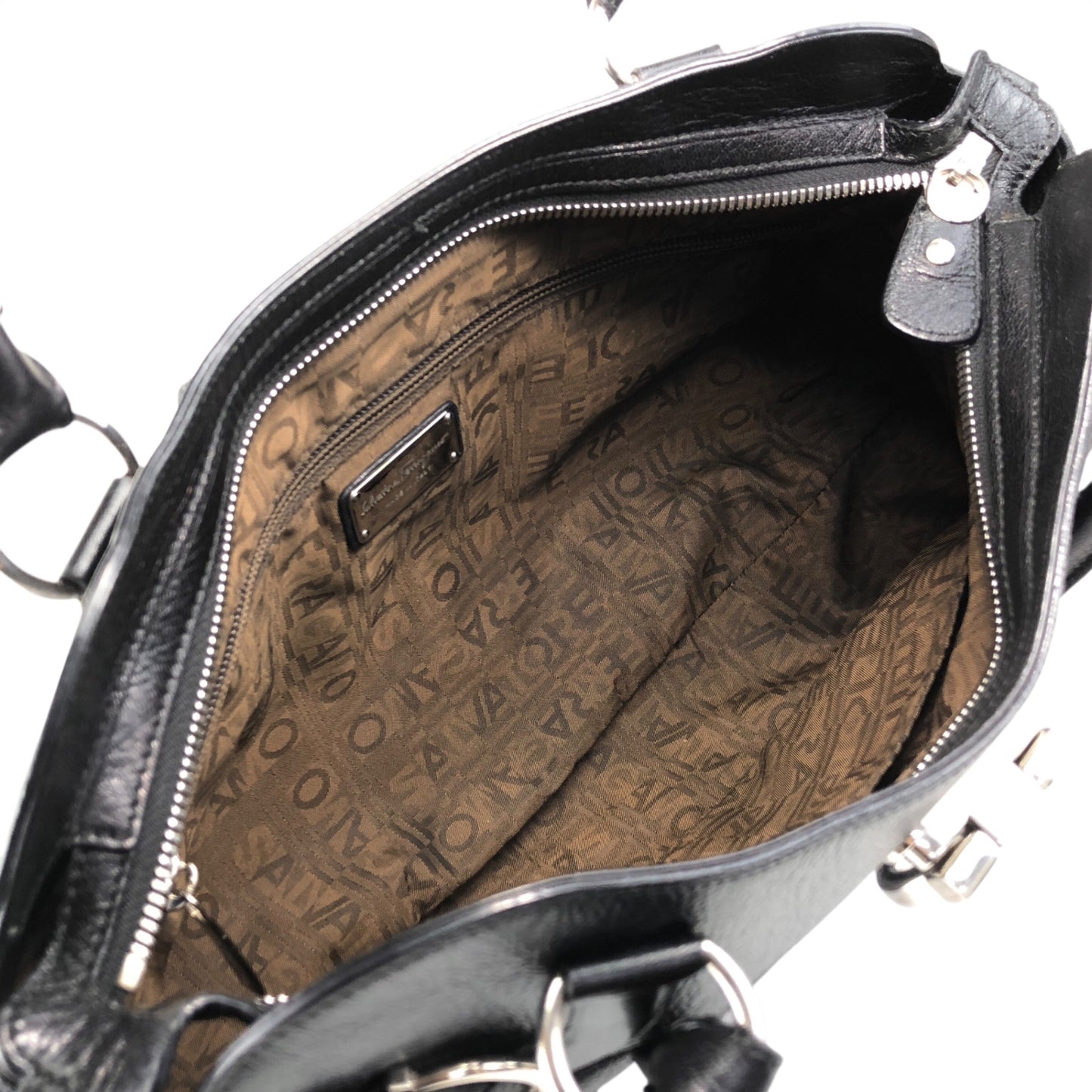 Salvatore Ferragamo Gancini Handbag Black Vintage igucky
