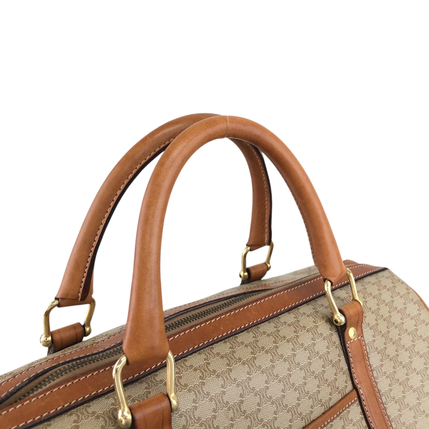 CELINE Macadam Blason Handbag Boston bag Beige Vintage ud4tv5