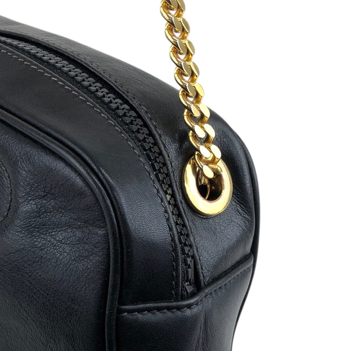 CELINE Triomphe Chain Shoulder bag Black Vintage n8k45k