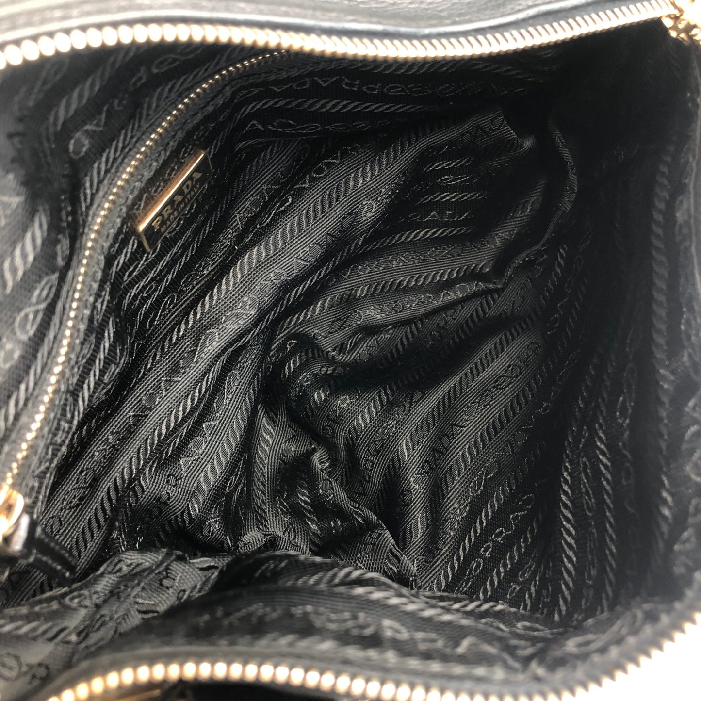 PRADA Logo Embossed Handbag Black Vintage fu6tga