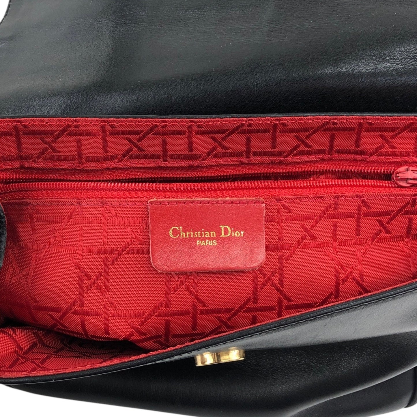 Christian Dior Logo Charm Shoulder bag Black Vintage ssswaj