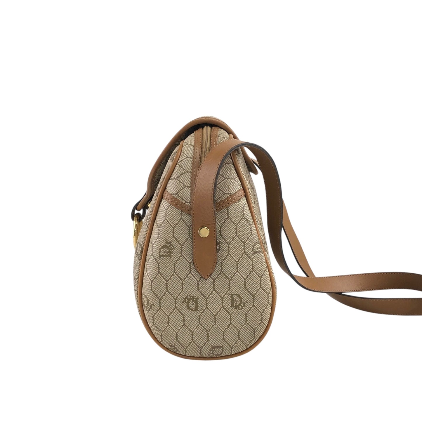 Christian Dior Honeycomb Pattern Shoulder bag Beige Vintage x5m4cu