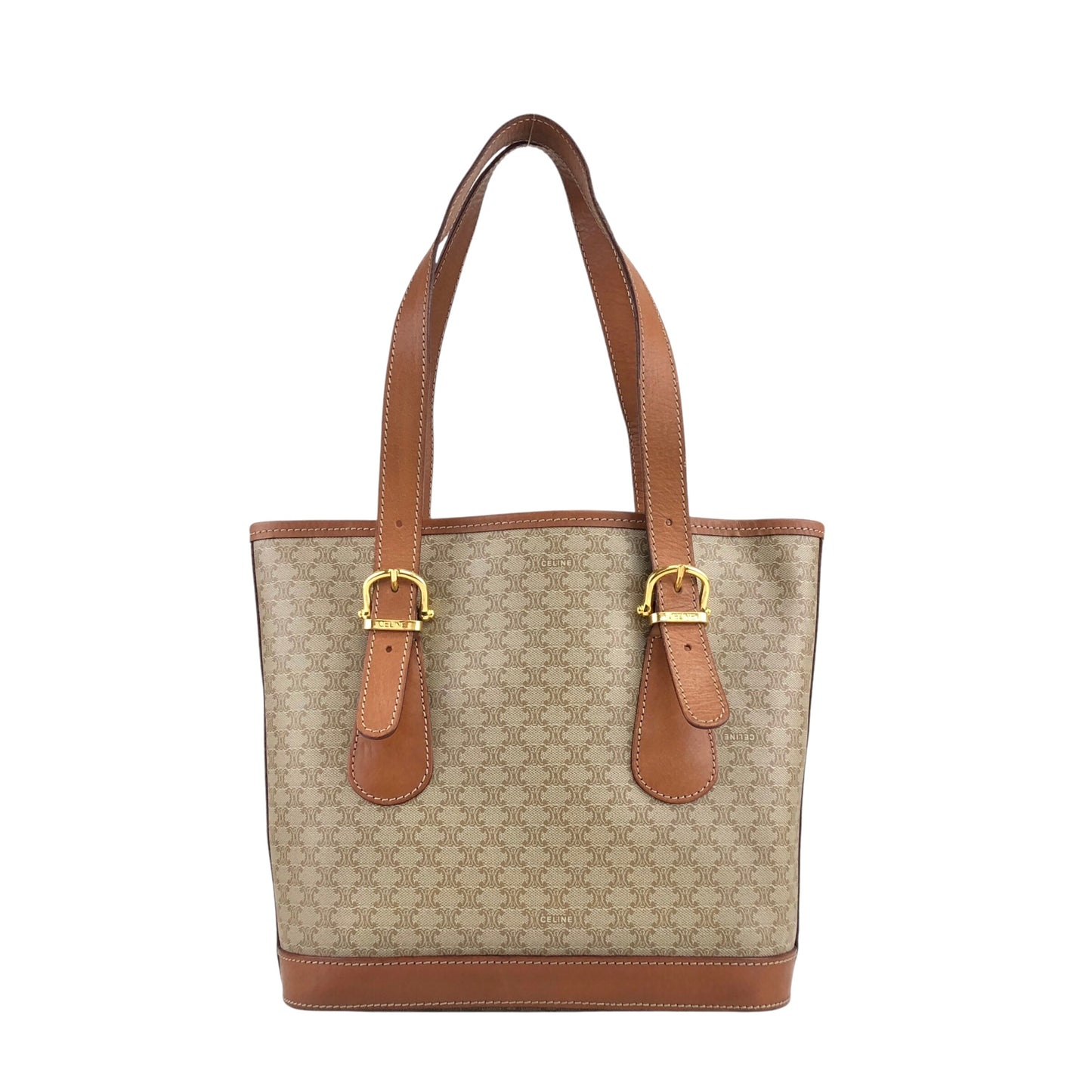 CELINE Macadam Blason Handbag Totebag Beige Vintage dvaj7z