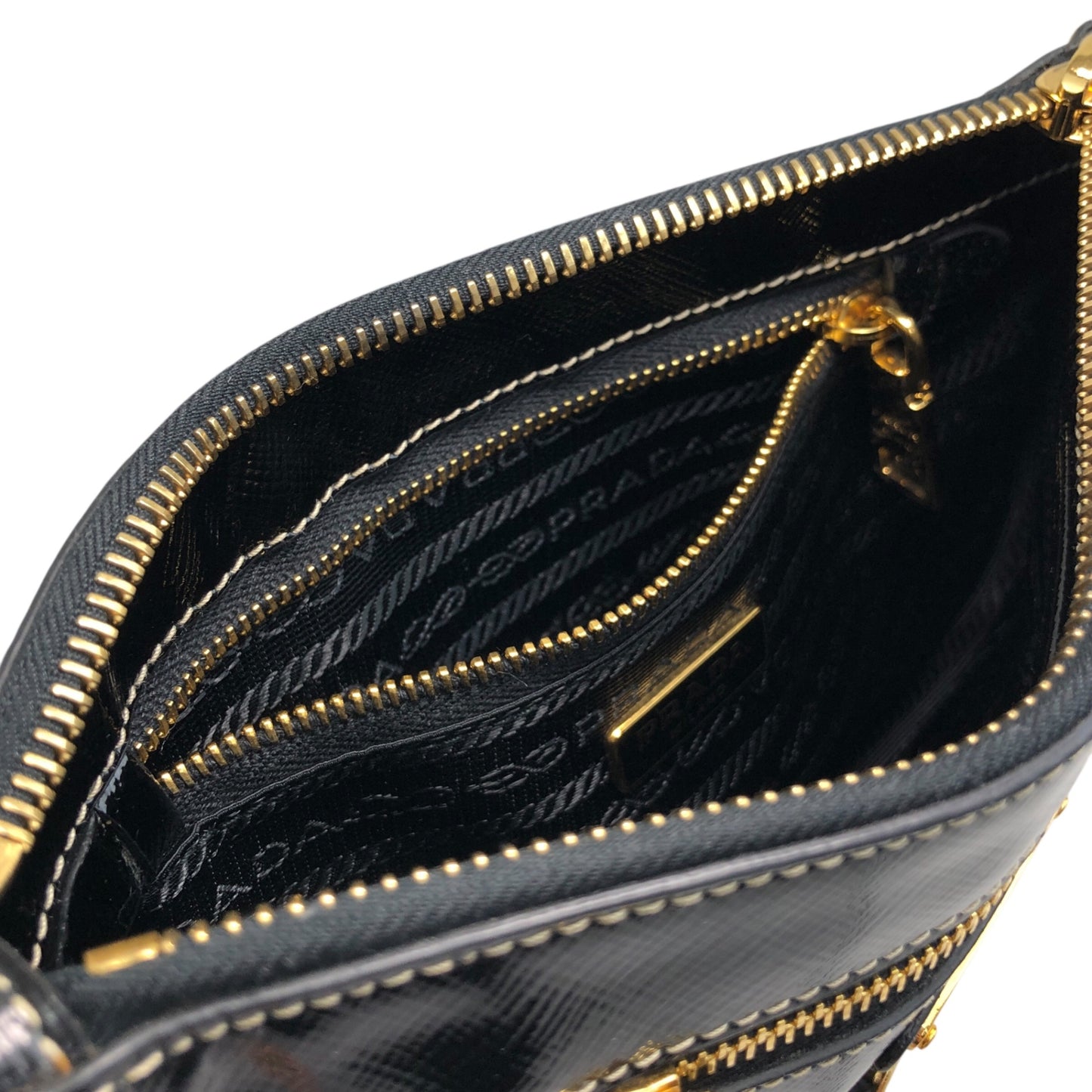 PRADA Triangle Logo Two-way Small Handbag Shoulder bag Black Vintage 4ndzyf