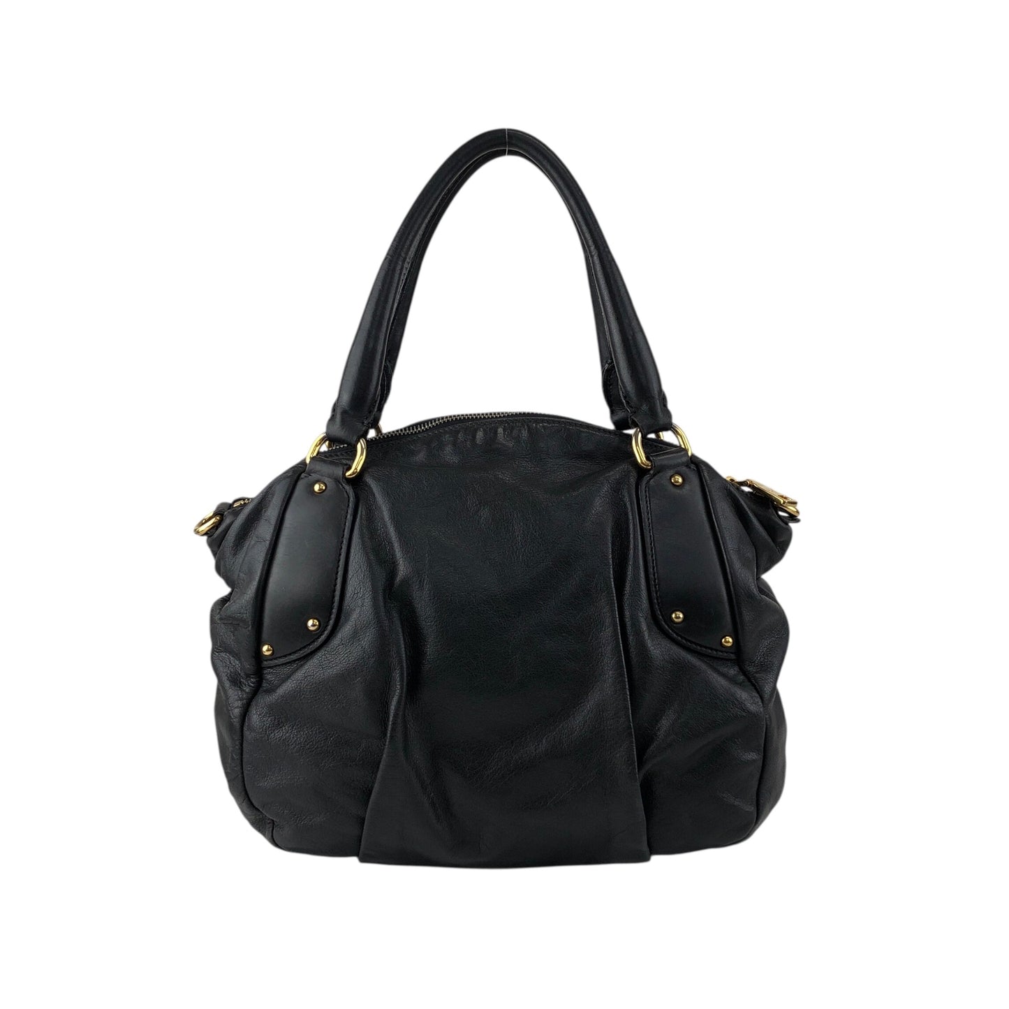 PRADA Logo Two-way Handbag Shoulder bag Black Vintage ashbj6