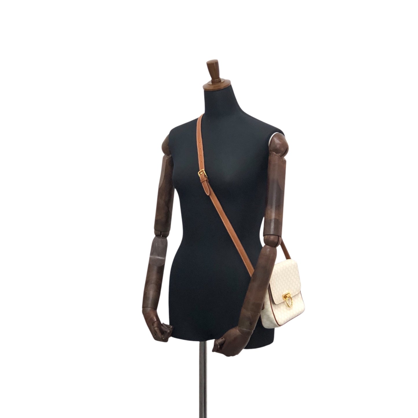 CELINE Macadam Gancini Shoulder bag White Vintage w4jb3k