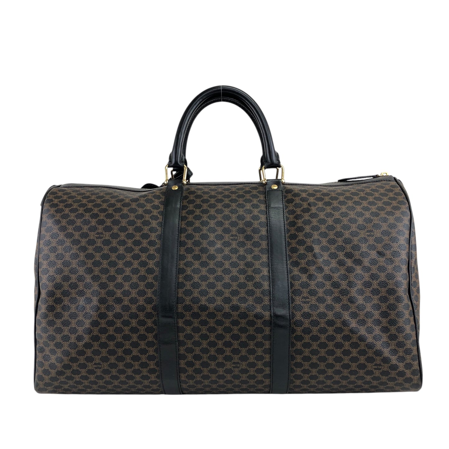 CELINE Macadam Blason Boston bag Handbag Black Vintage 65wsnj