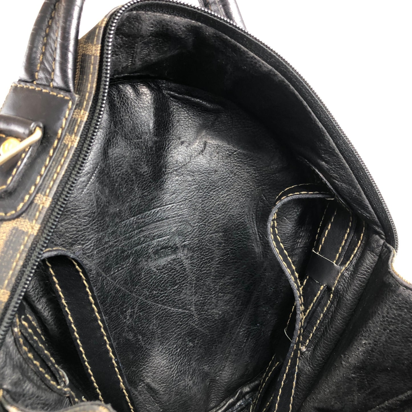 FENDI Zucca Two-way Handbag Shoulder bag Black Vintage 77gy33