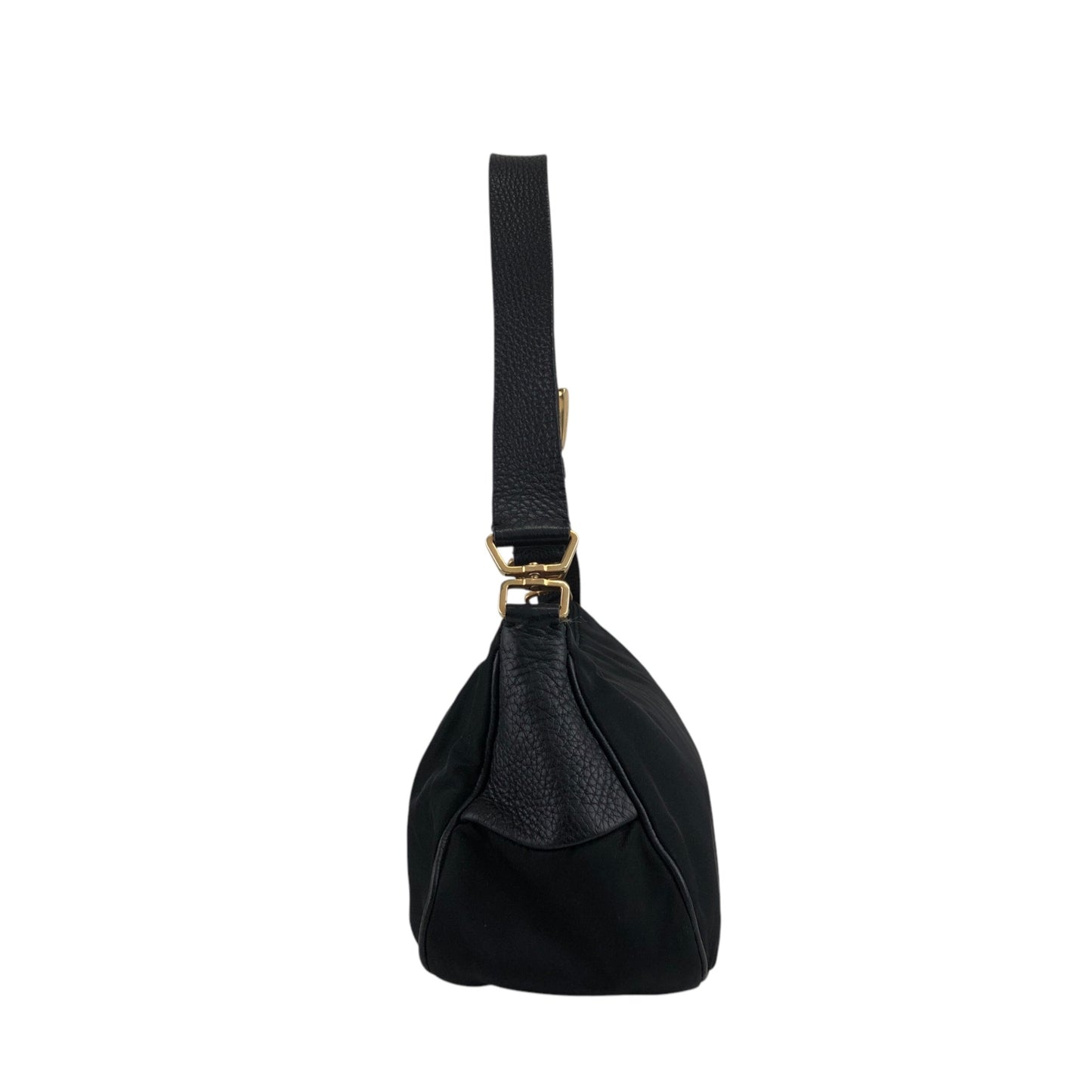 PRADA Triangle Logo Padlock Shoulder bag Black Vintage diw6aj