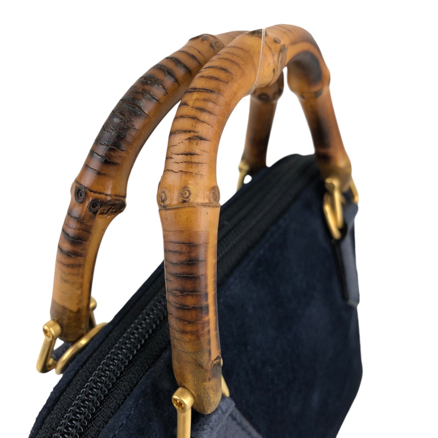 GUCCI Bamboo Two-way Handbag Shoulder bag Navy Vintage vtxfej