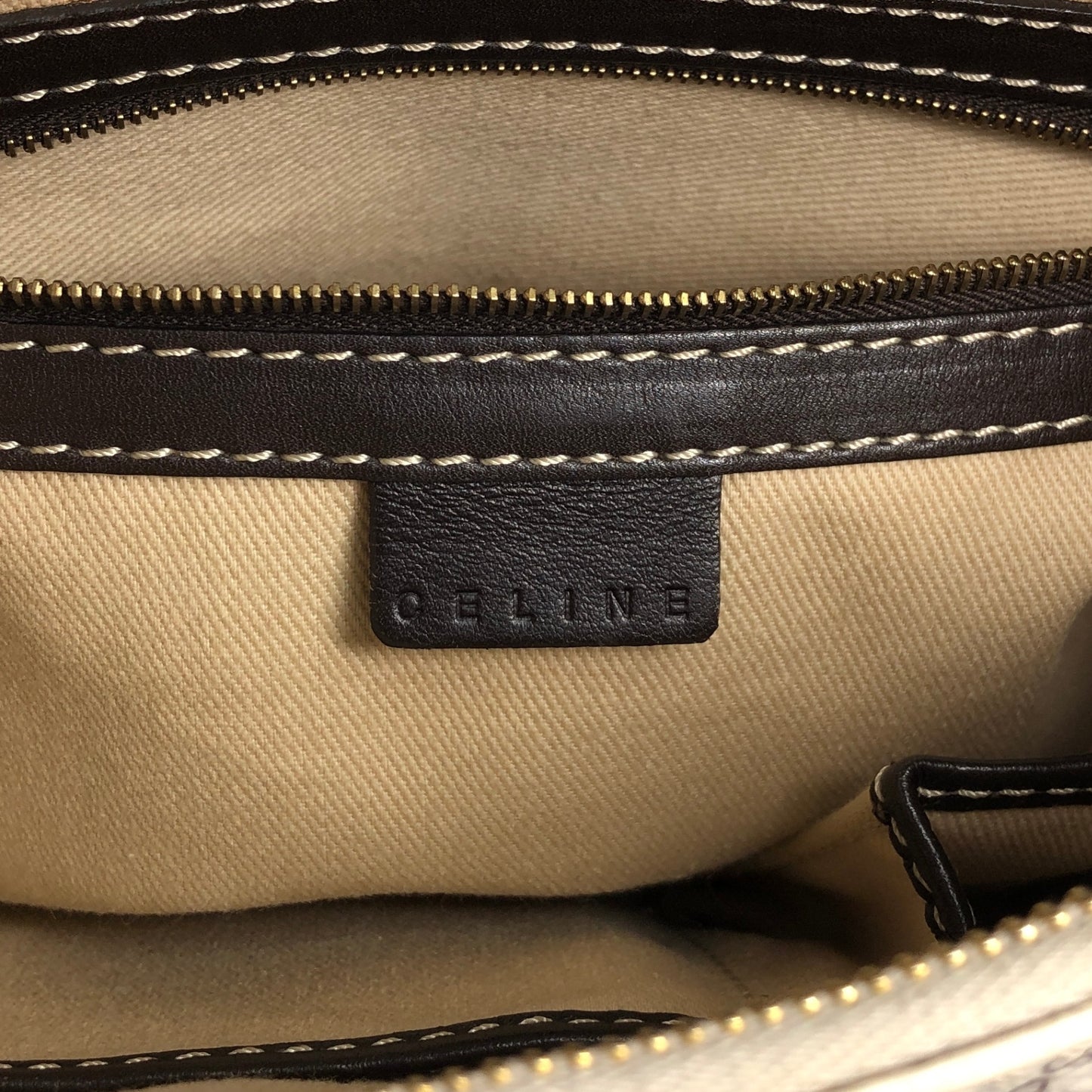 CELINE Macadam Shoulder bag White Vintage sf8jz2