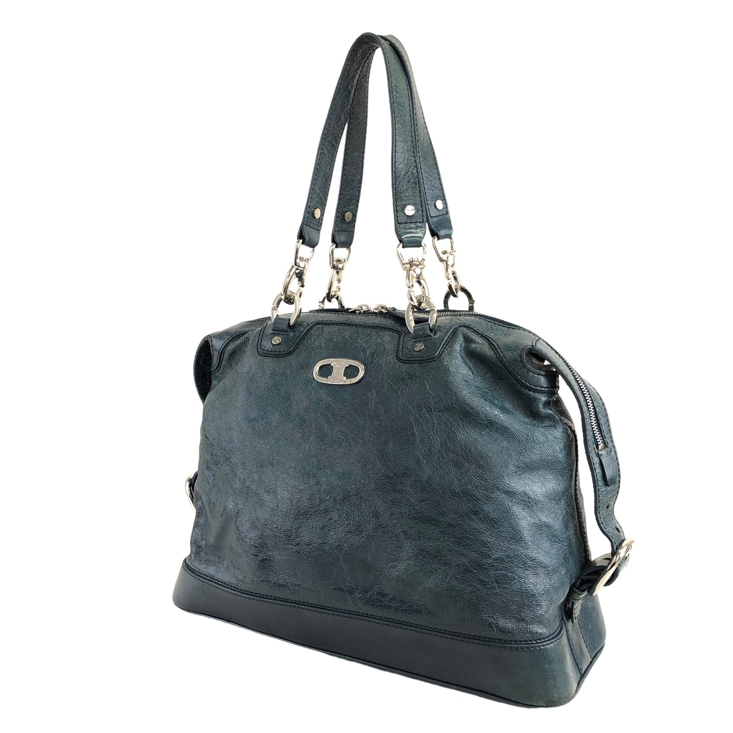 CELINE Blason Handbag Emerald Green Vintage pnfh7c