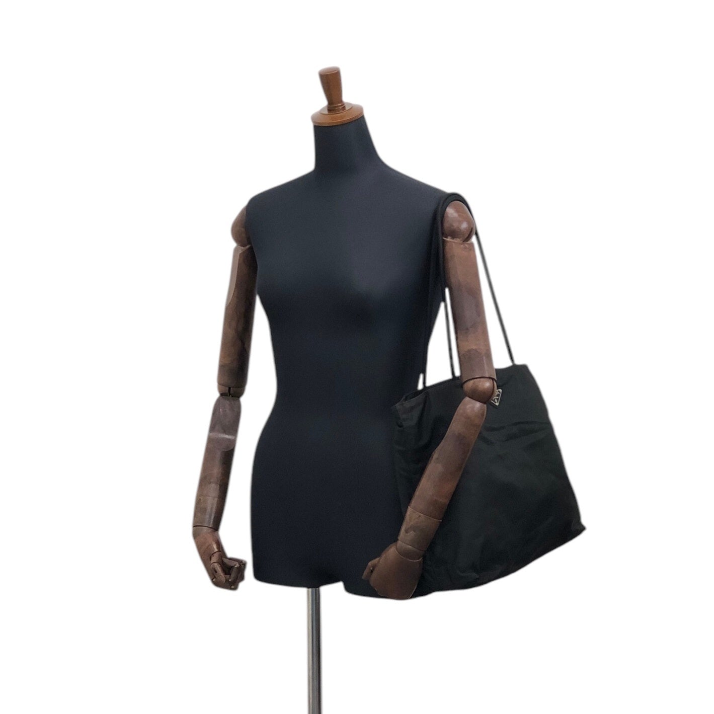 PRADA Triangle Logo Totebag Black Vintage v2r633