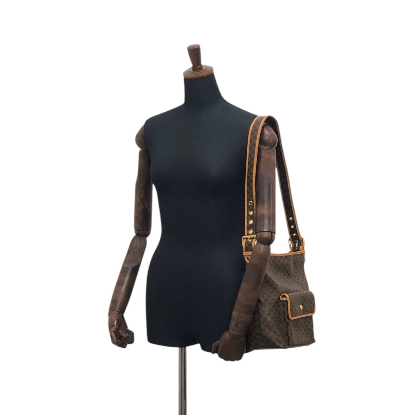 CELINE Macadam Shoulder bag Brown Vintage f23gdx
