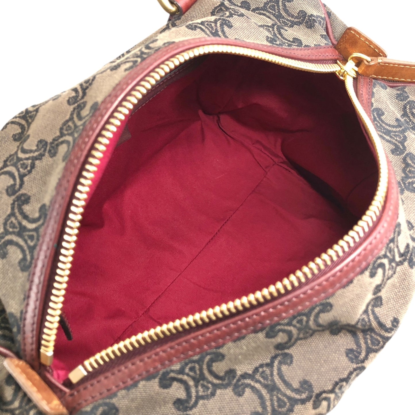 CELINE Triomphe Drawstring Handbag Shoulder bag Gray Vintage kpbwrw