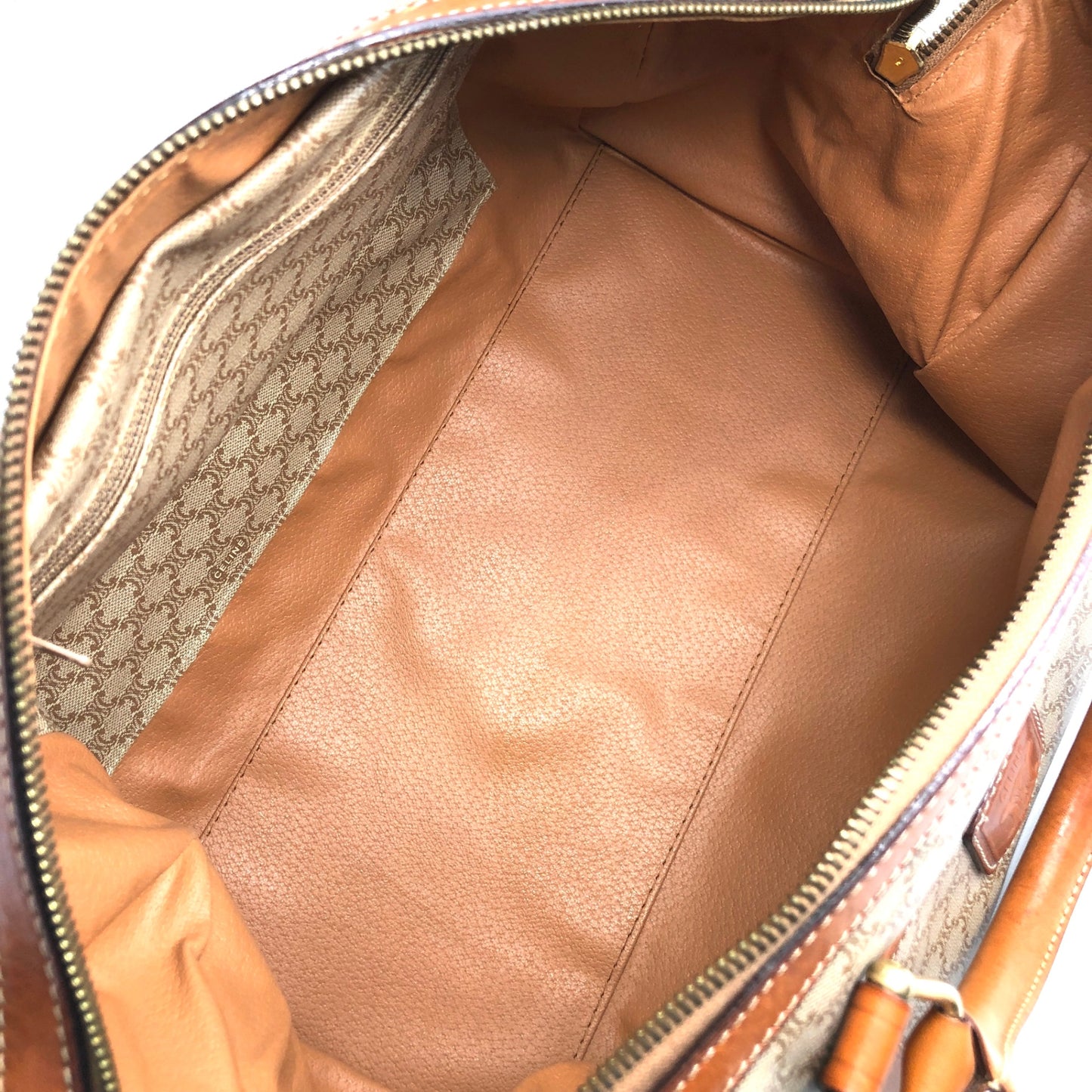 CELINE Macadam Blason Handbag Boston bag Beige Vintage ud4tv5