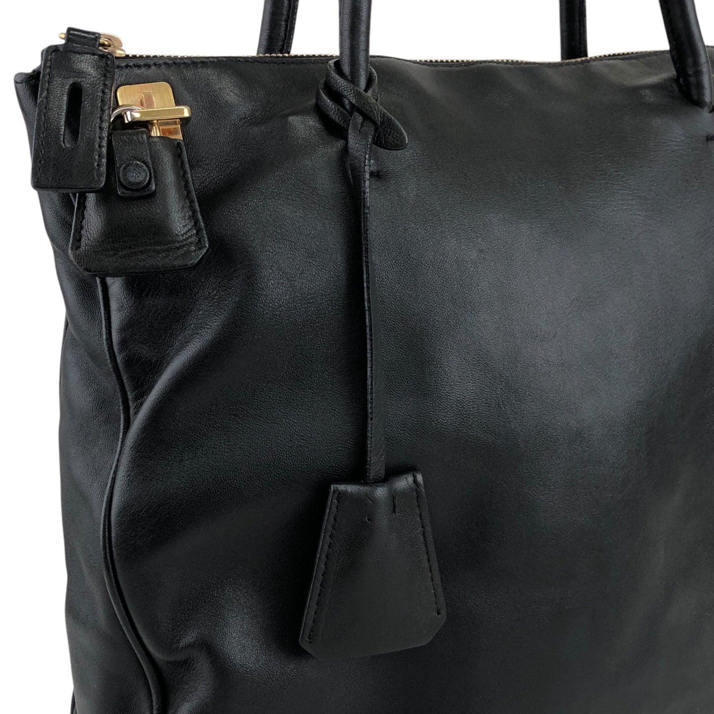 PRADA Logo Embossed Totebag Black Vintage r7ii2c