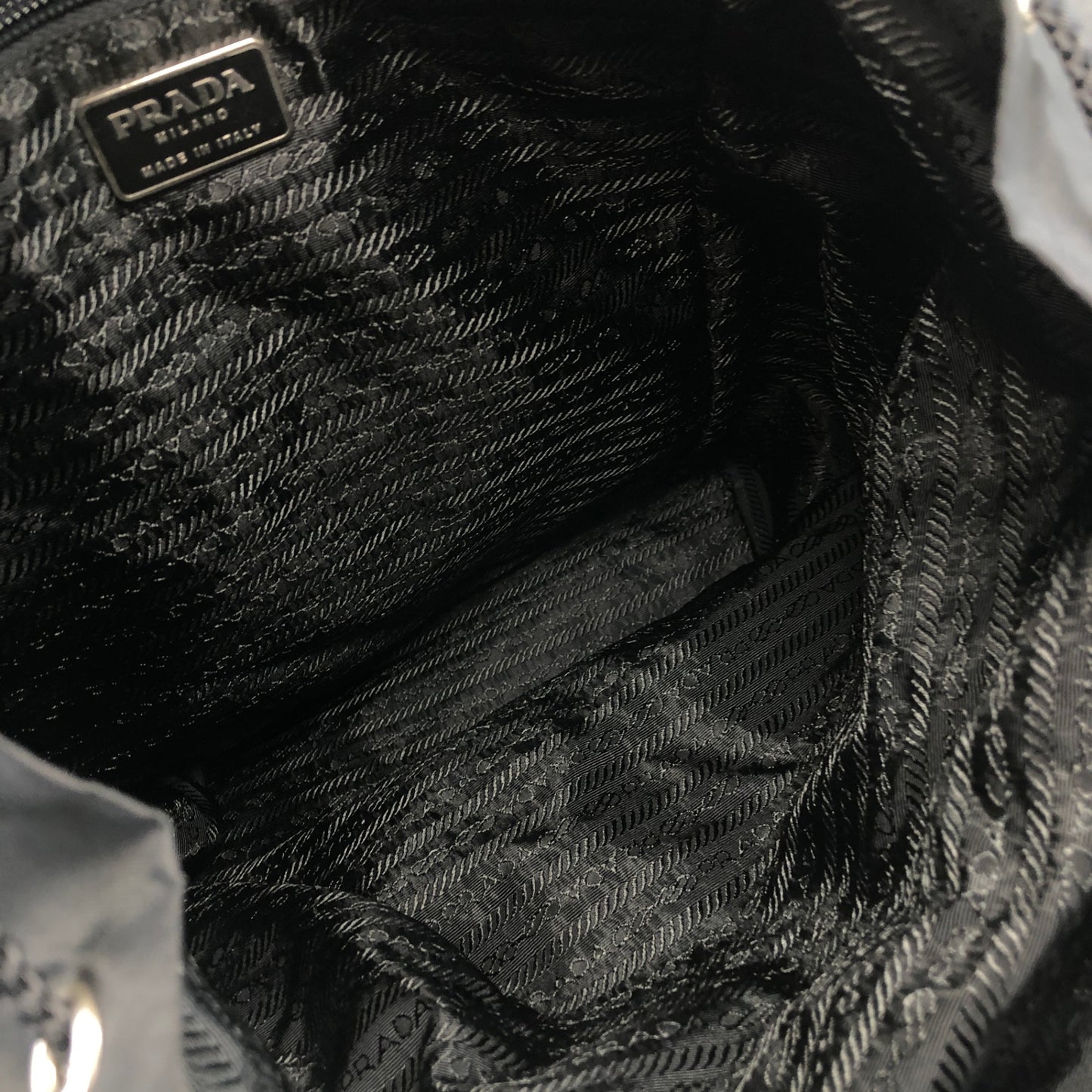 PRADA Triangle Logo Double Pocket Backpack Black Vintage avewmk