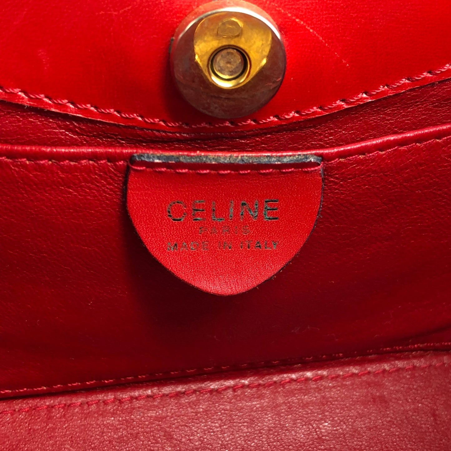 CELINE Two-way Handbag Shoulder bag Red Vintage 23vmug